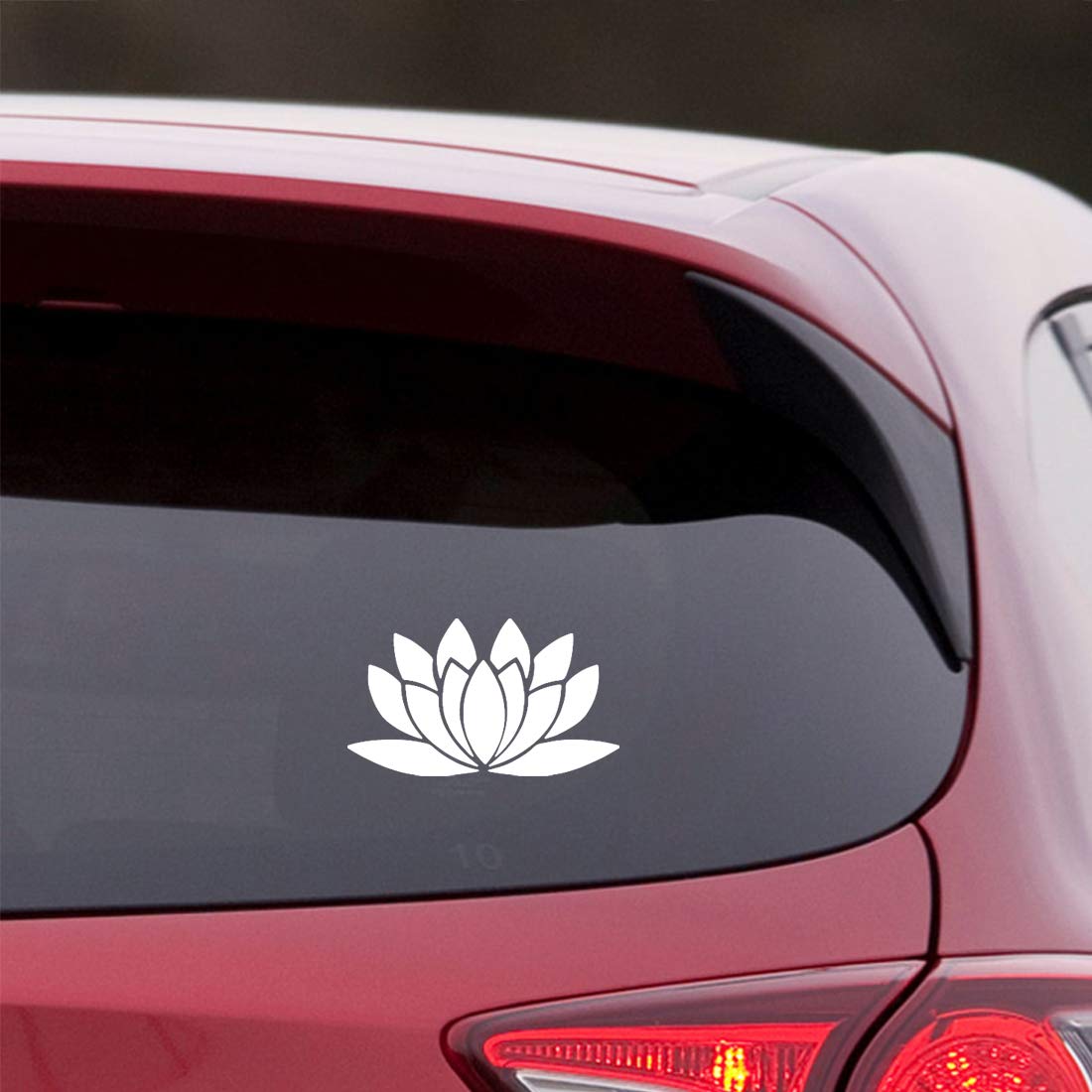 Premium Waterproof Vinyl Decal Stickers - Lotus Flower Design (White, Set of 2) for Laptop, Phone, Helmet, Car Window, Mug & Home Decor | Durable Adhesive for Indoor & Outdoor Use