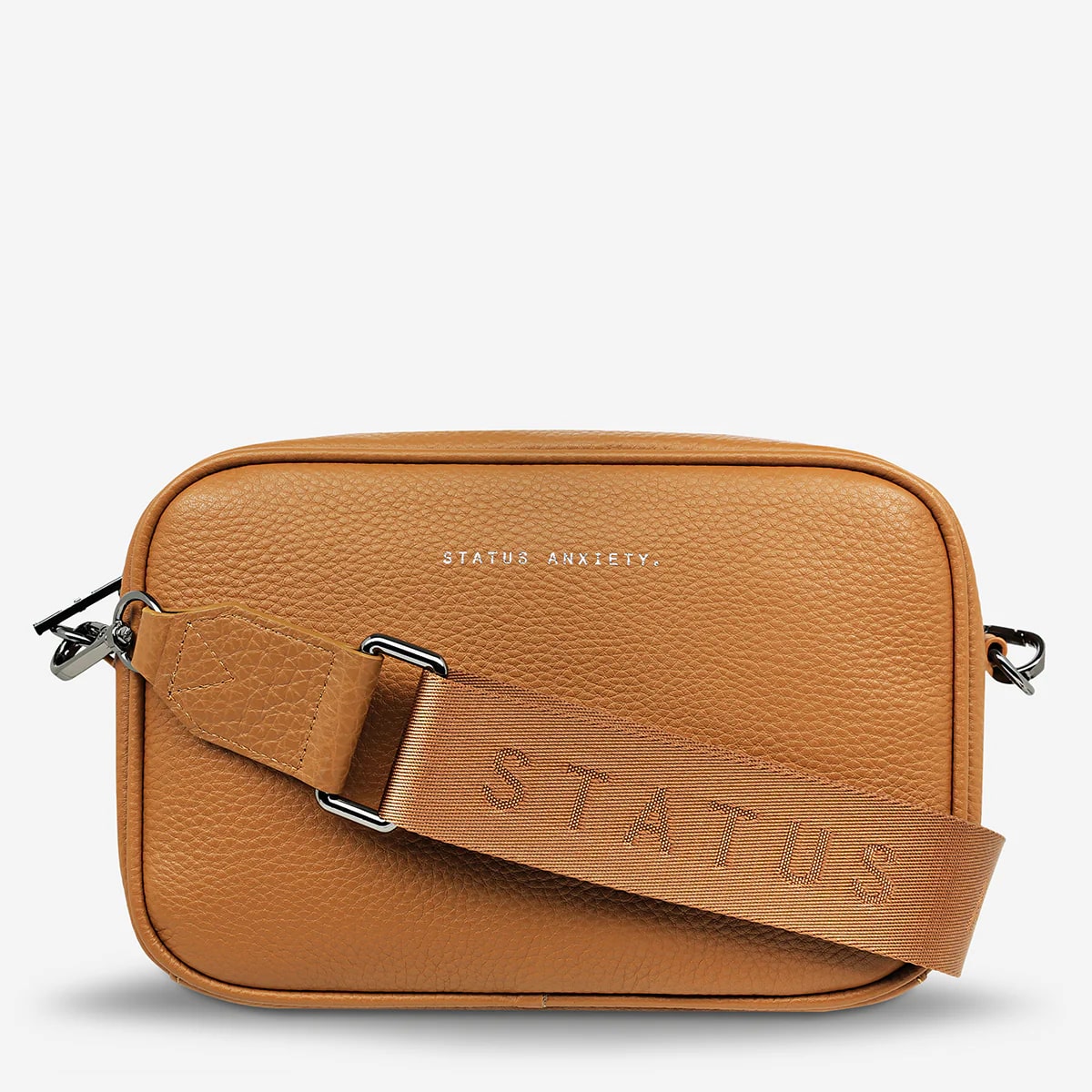 Status Anxiety Plunder Crossbody Bag with Webbed Strap in Tan - Perfect for Everyday Use, Travel & Casual Outings