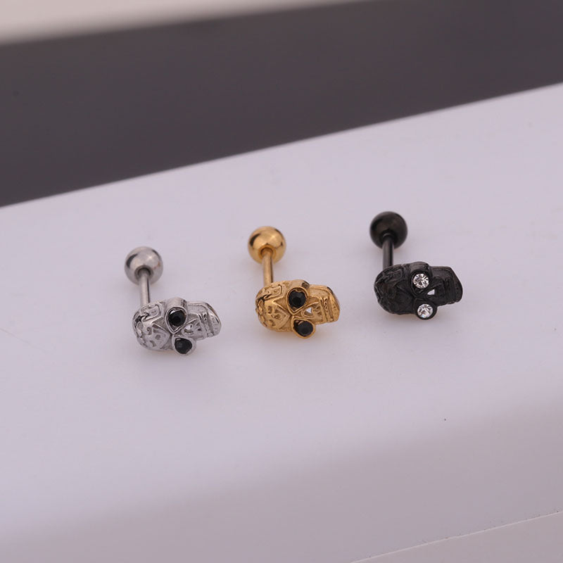 20G Skeleton Barbell Stud Earrings - Helix & Daith Piercing Jewelry for Men & Women | Gothic Punk Style Body Jewelry for Cartilage, Tragus, or Conch Piercings | Perfect for Everyday Wear & Alternative Fashion