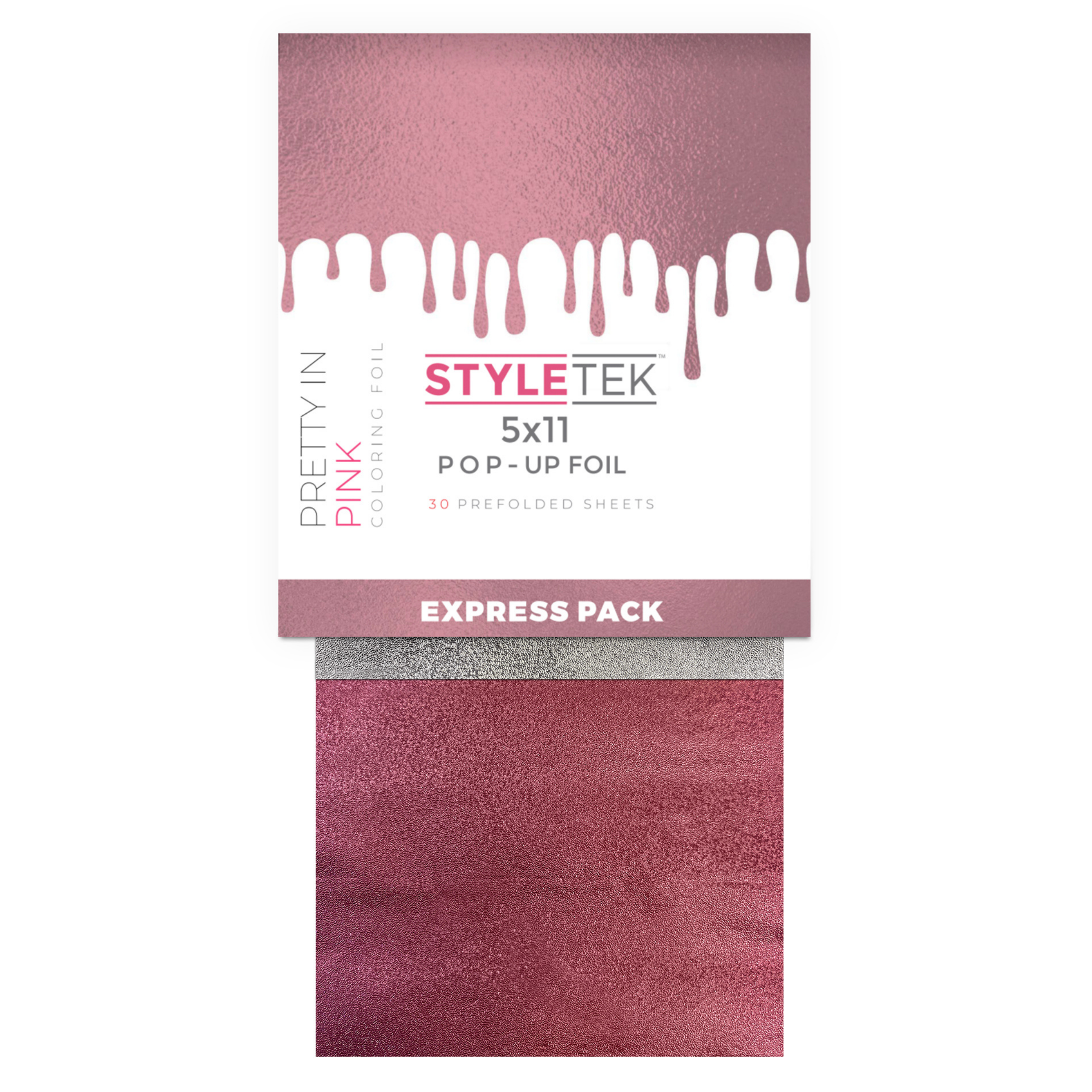 Styletek 5x11 Inch Pre-Cut Pop Up Foil Sheets - Heavy Texture, 500 Count, Vibrant Pink for Gift Wrapping, Scrapbooking & DIY Crafts