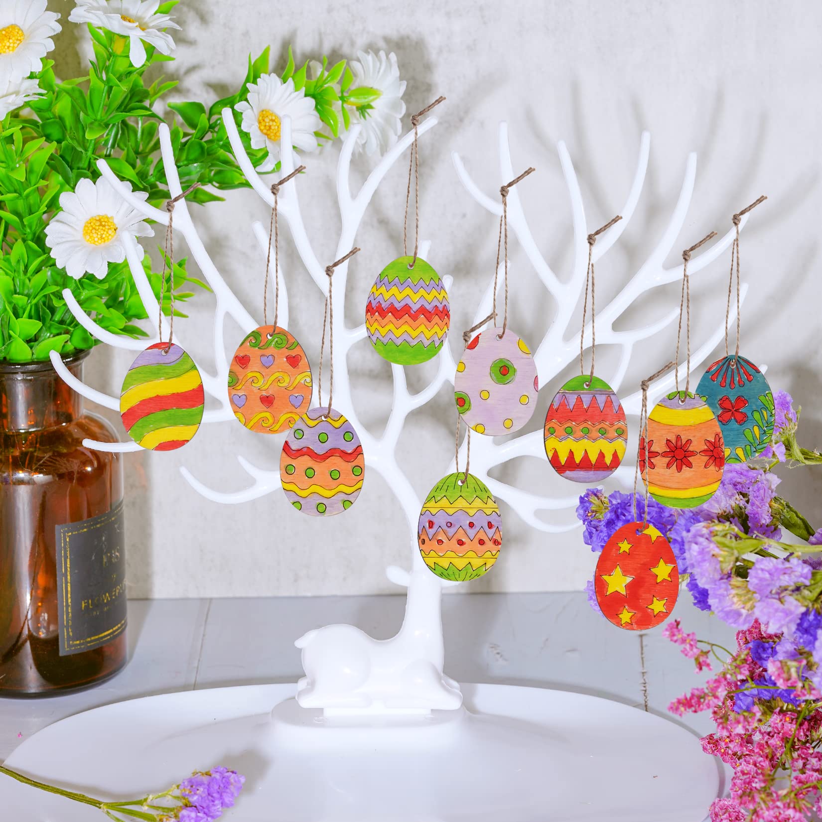 Yookat 200-Piece Unfinished Wooden Easter Egg Cutouts - DIY Painting Crafts, Easter Ornaments & Home Decor - Perfect for Easter Party Decorations, Kids Art Projects, and Holiday Crafting Activities