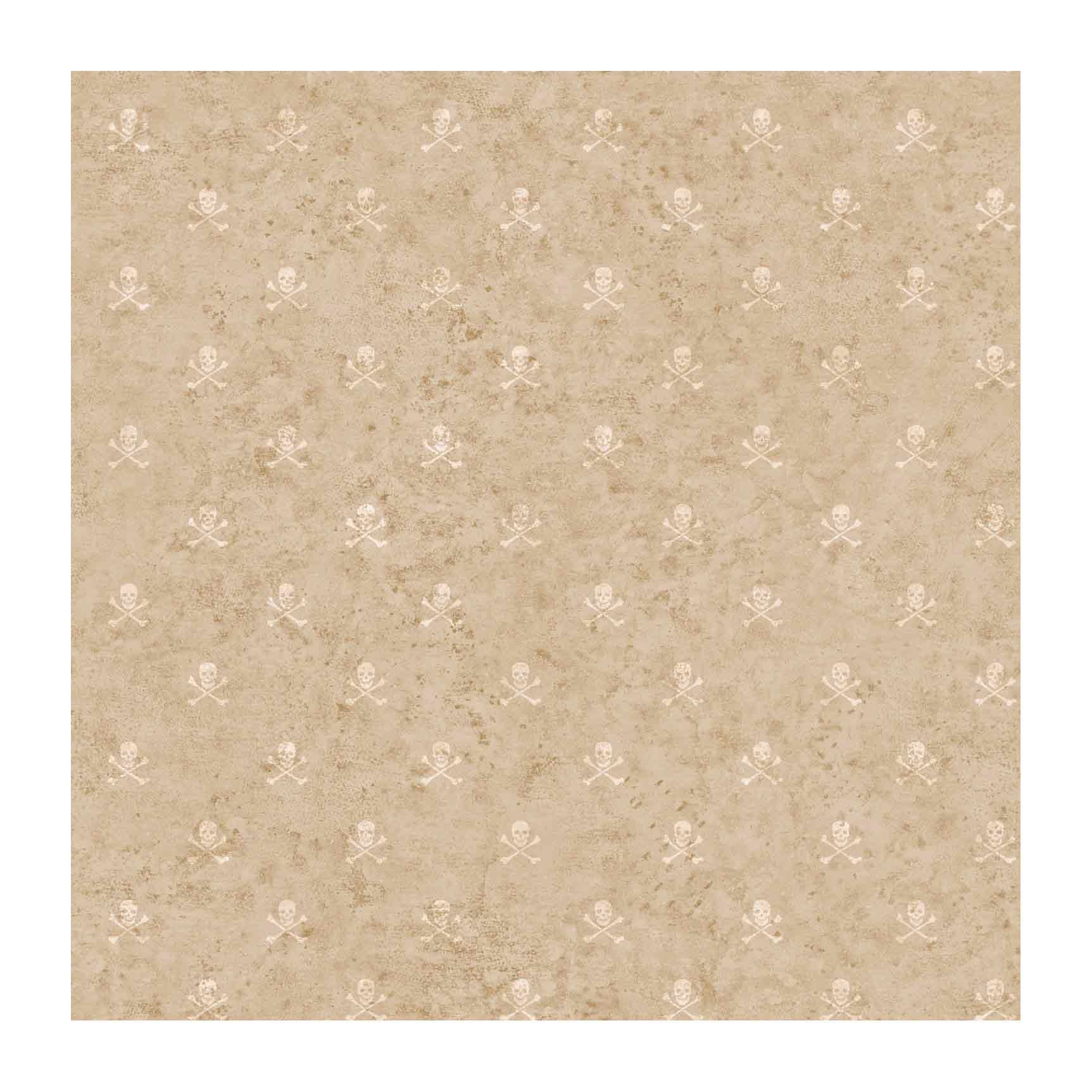 York Wallcoverings BT2823 Miniature Skull and Cross Bones Wallpaper - Linen Sand/Off White Peel & Stick Wallpaper for Home Decor, Nursery, Bedroom, Office & DIY Projects