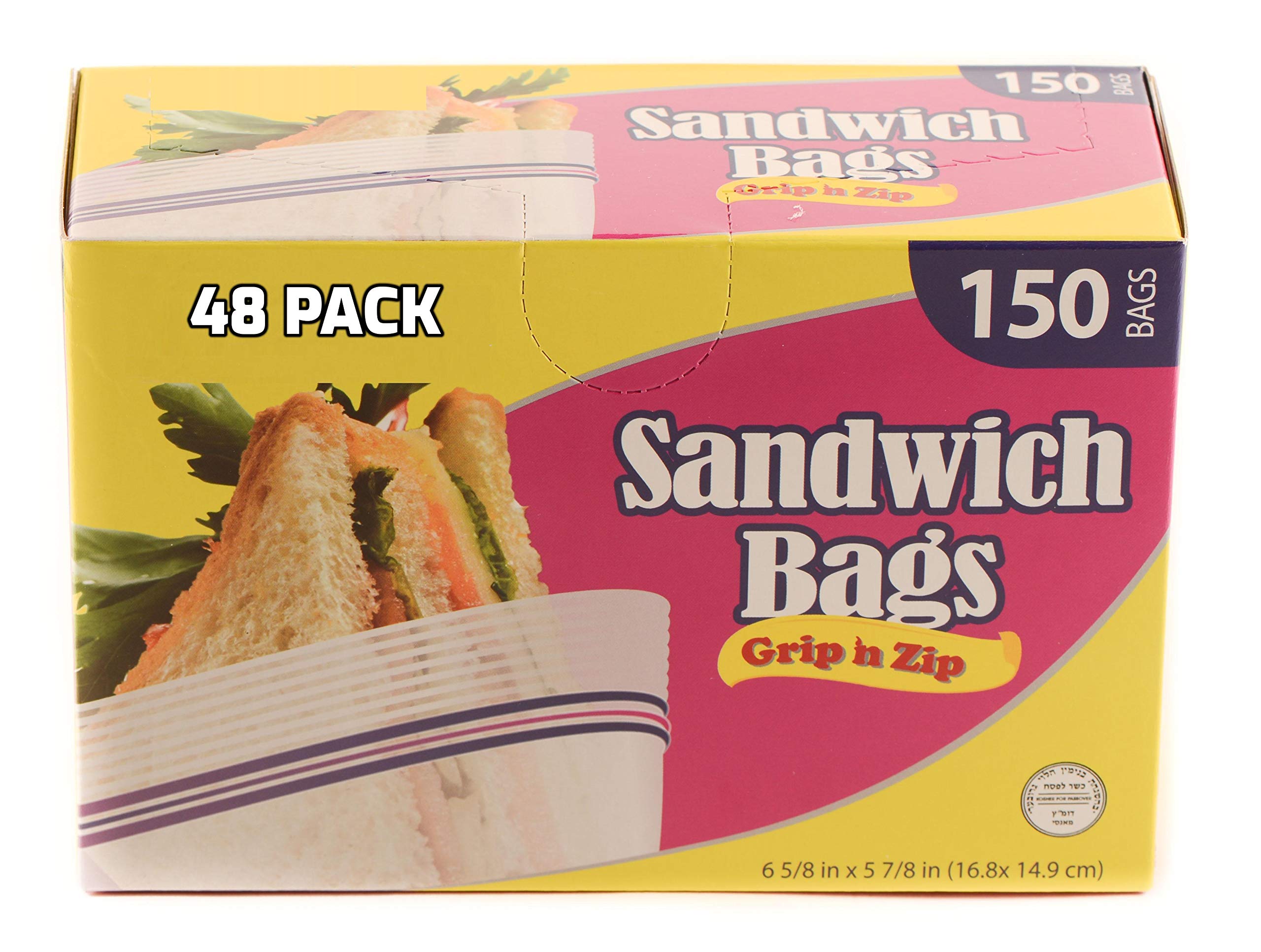 [48 Pack] Reusable Plastic Resealable Sandwich Bags - Food Storage BPA-Free Freezer Safe Ziplock Bags for Snacks, Meal Prep, Travel | Perfect for School Lunches, Office Snacks & Home Kitchen Organization