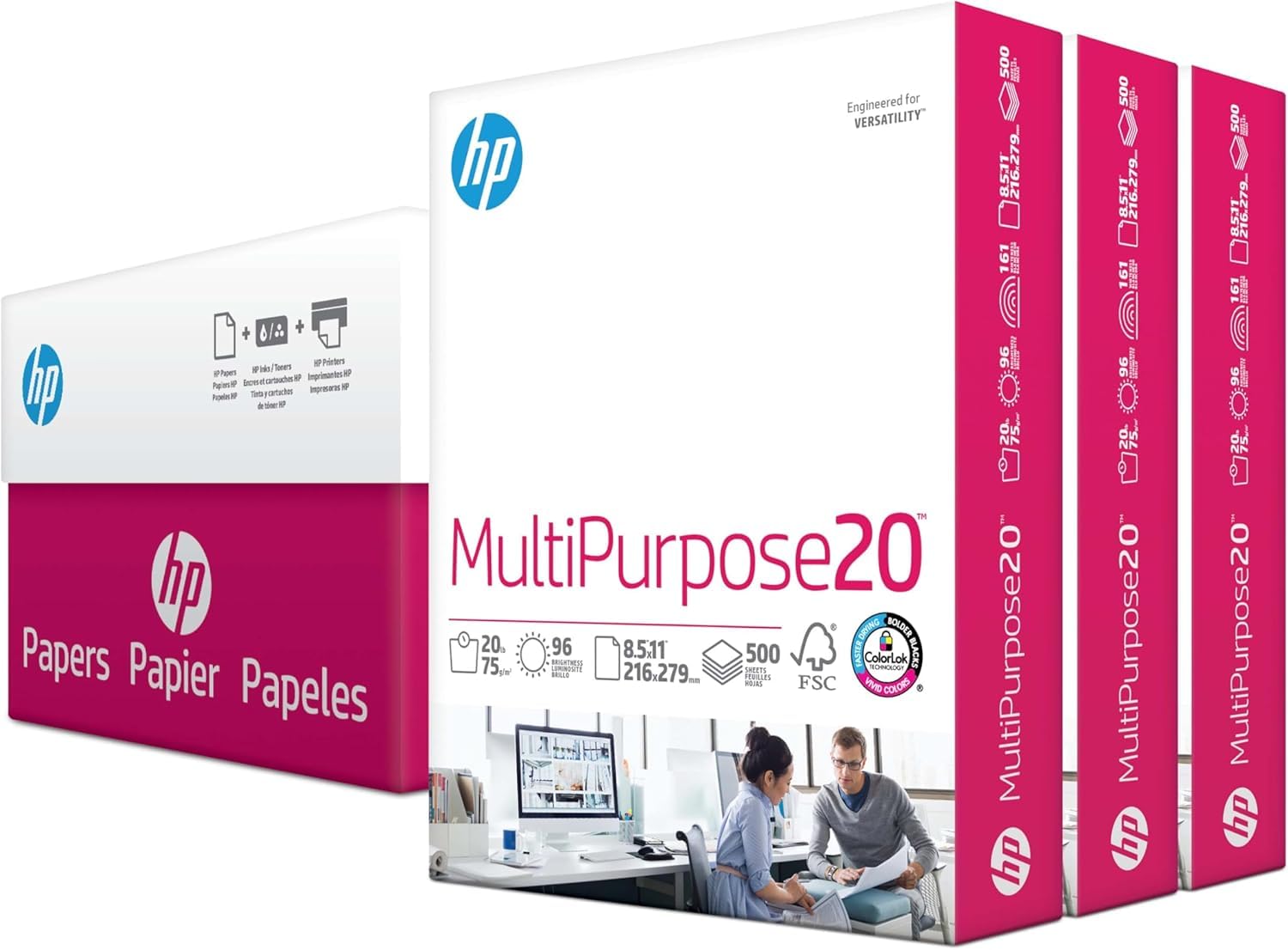 HP Printer Paper 8.5 x 11 Inches - 20 lb Multipurpose Copy Paper (1500 Sheets, 3 Ream Case) | 96 Brightness | FSC Certified | Made in USA | Ideal for Printing, Copying, Faxing & Office Use