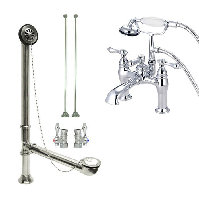 Chrome Deck Mount Clawfoot Bathtub Faucet with Hand Shower - Vintage Style Bathroom Fixture for Freestanding Tubs - Perfect for Luxury Bathrooms & Spa Retreats
