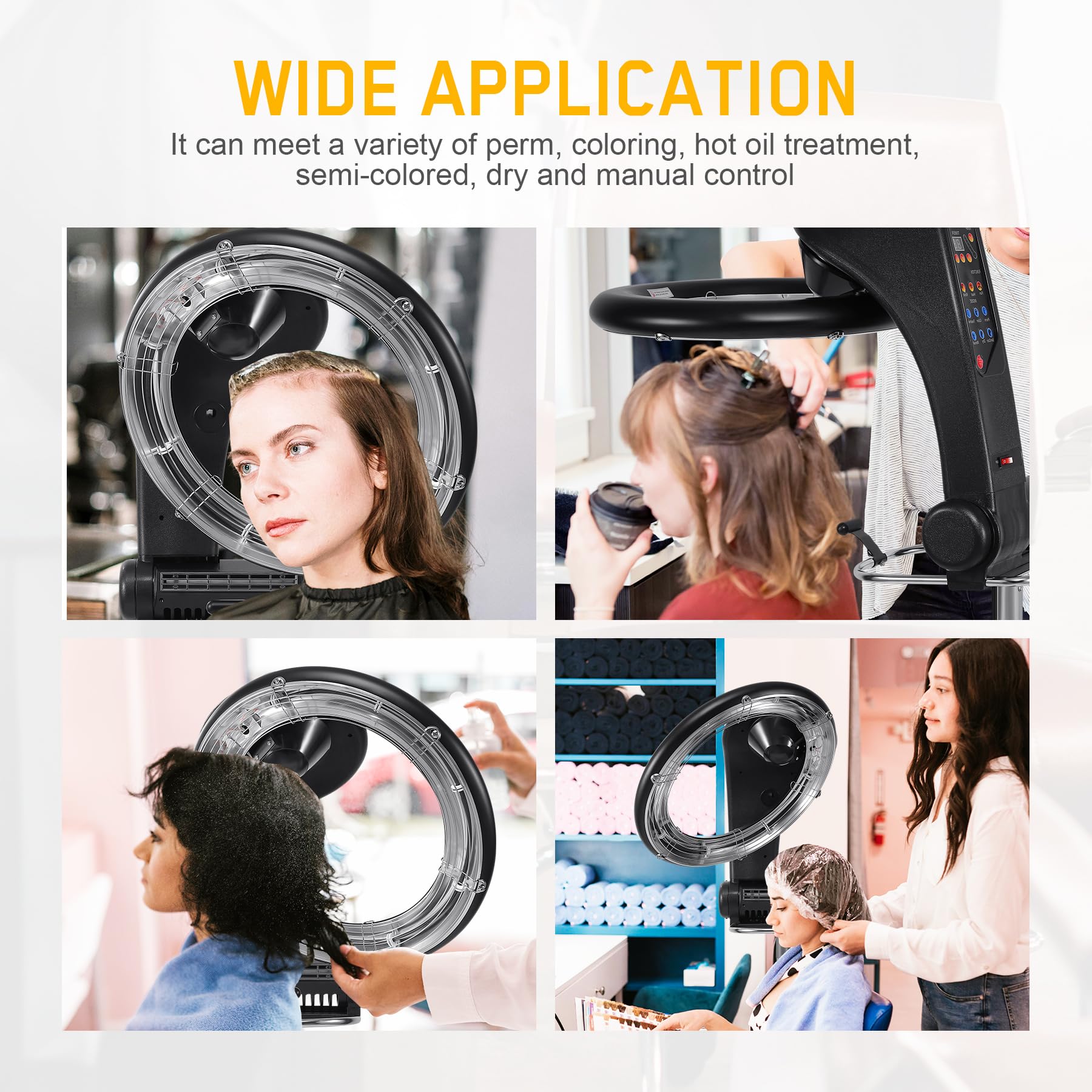 Samger 3-in-1 Professional Orbiting Hair Dryer & Hair Color Processor - 110V 950W Adjustable Height Salon Hair Dryer with Wheels - Black | Perfect for Salon, Spa & Home Hair Styling, Perming & Color Processing