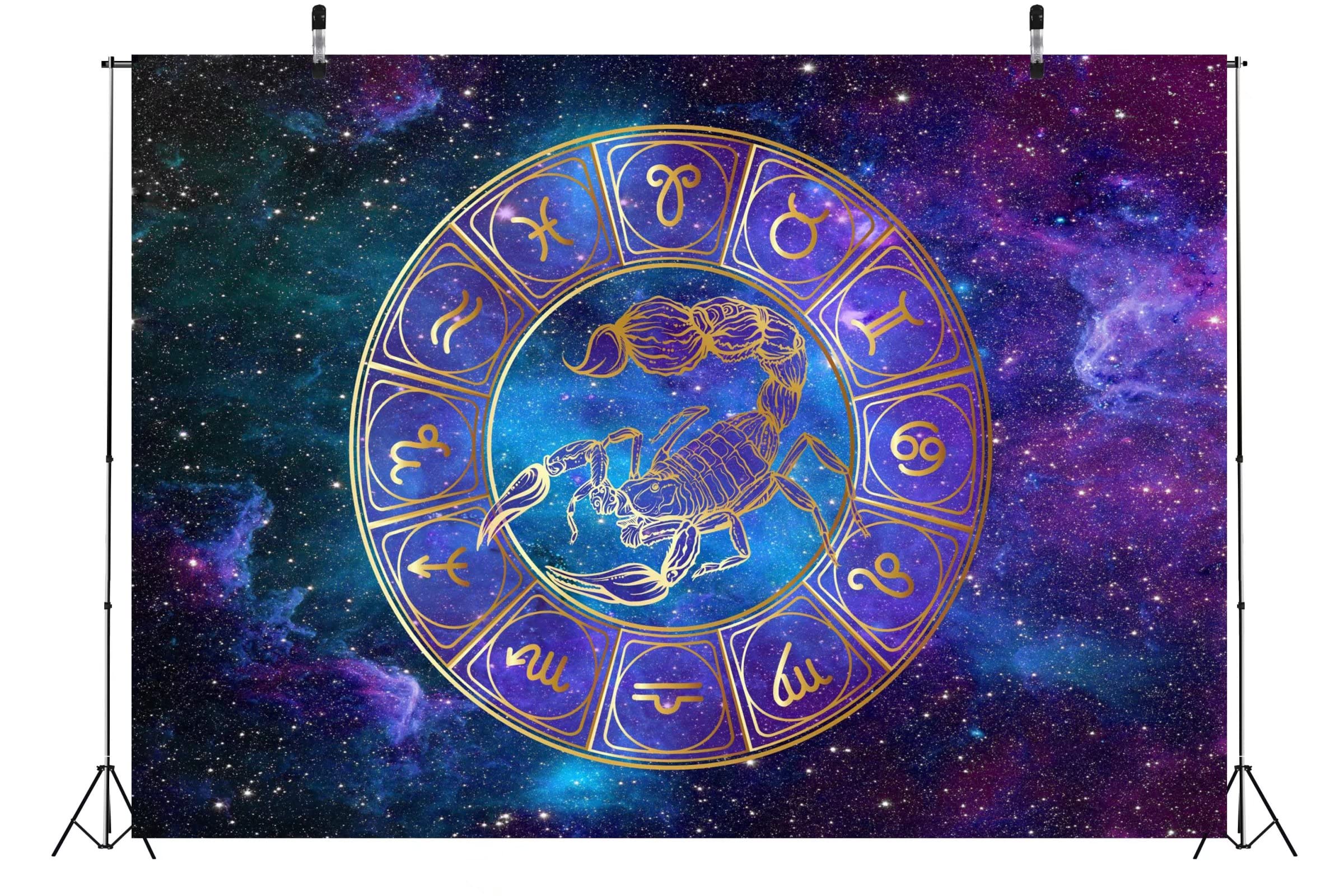 8x6ft Glow in The Dark Scorpio Constellation Backdrop - Galaxy Tapestry for Zodiac Tarot Parties, Science Birthday Decor & Photo Booth Props | Perfect for Teens, Adults & Studio Photography