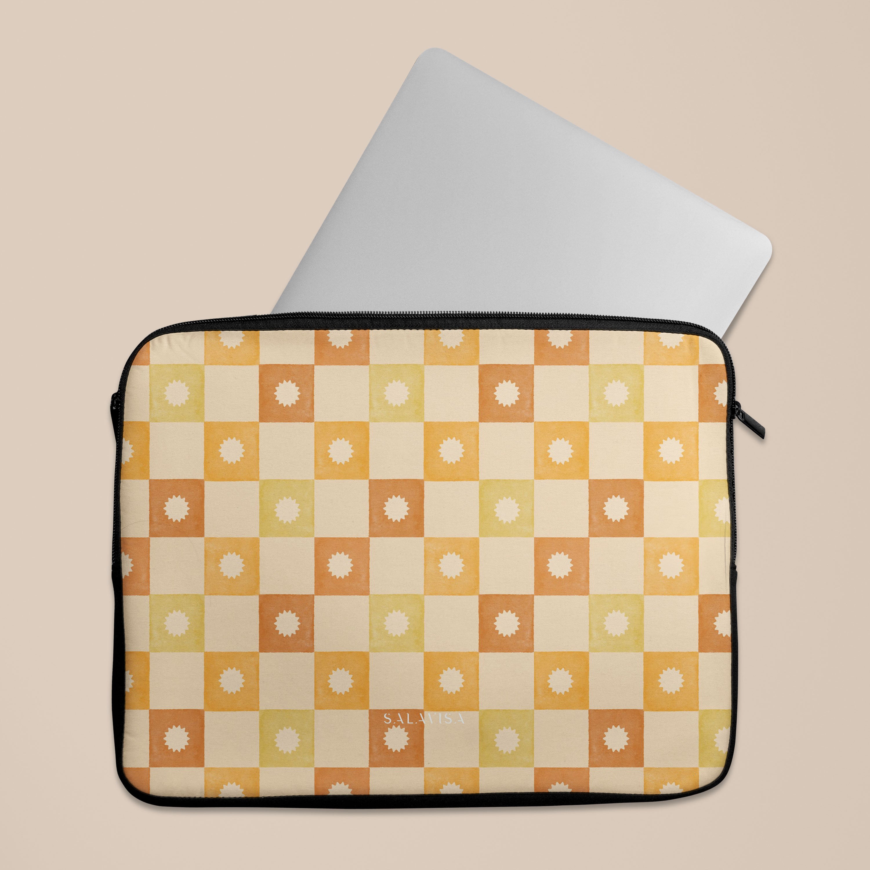 Checkered Elegance Laptop Sleeve 13-15 Inch - Stylish Protective Case for MacBook, Notebook & Ultrabook - Perfect for Office, School & Travel Accessories