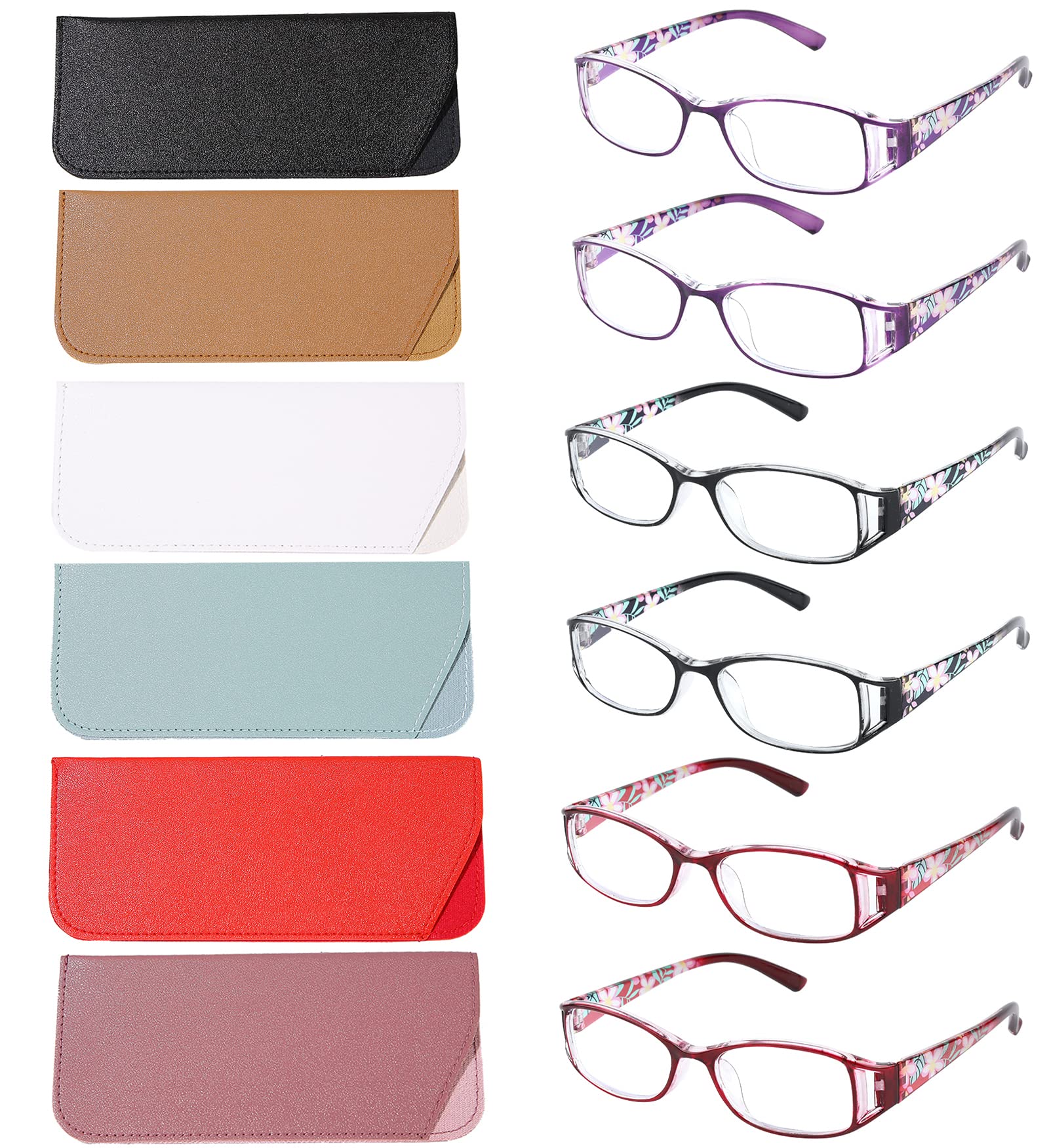 6 Pairs Fashionable Women's Reading Glasses - Anti Blue Light HD Resin Lenses for Computer Work, Reading & Daily Use