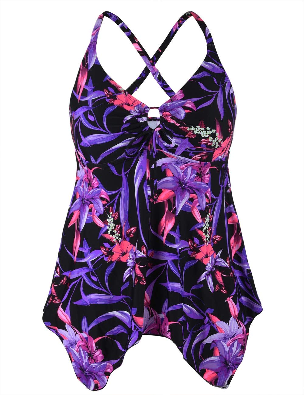 Firpearl Women's Plus Size Tankini Swimsuits - Modest Flowy Crossback Bathing Suit Top for Beach, Pool & Vacation | Comfortable Swimwear for Curvy Women