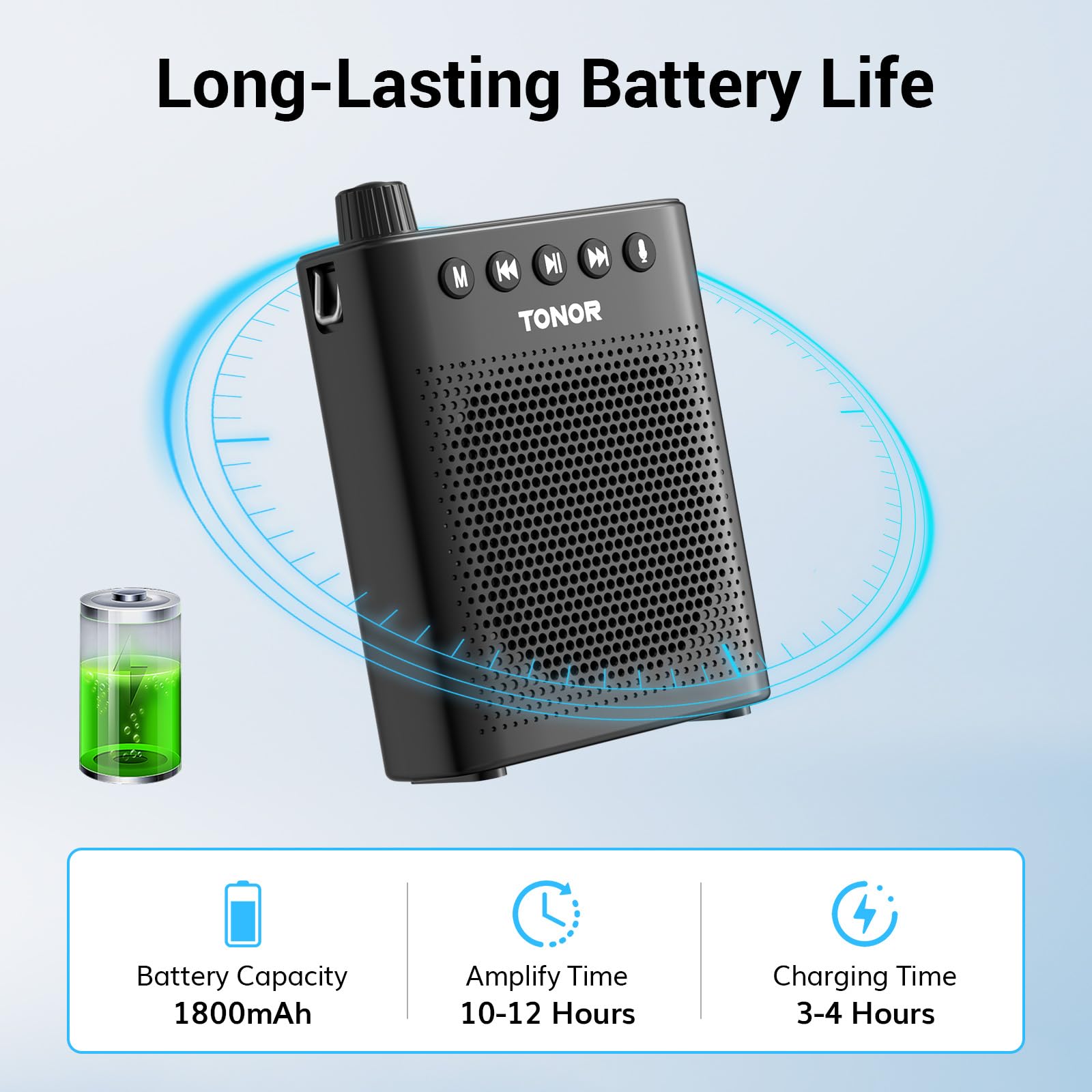 TONOR Portable Voice Amplifier with Wired Microphone - Rechargeable Mini PA System for Teachers, Tour Guides & Public Speaking | Ideal for Classroom, Yoga, Meetings & Outdoor Events (Model K10)