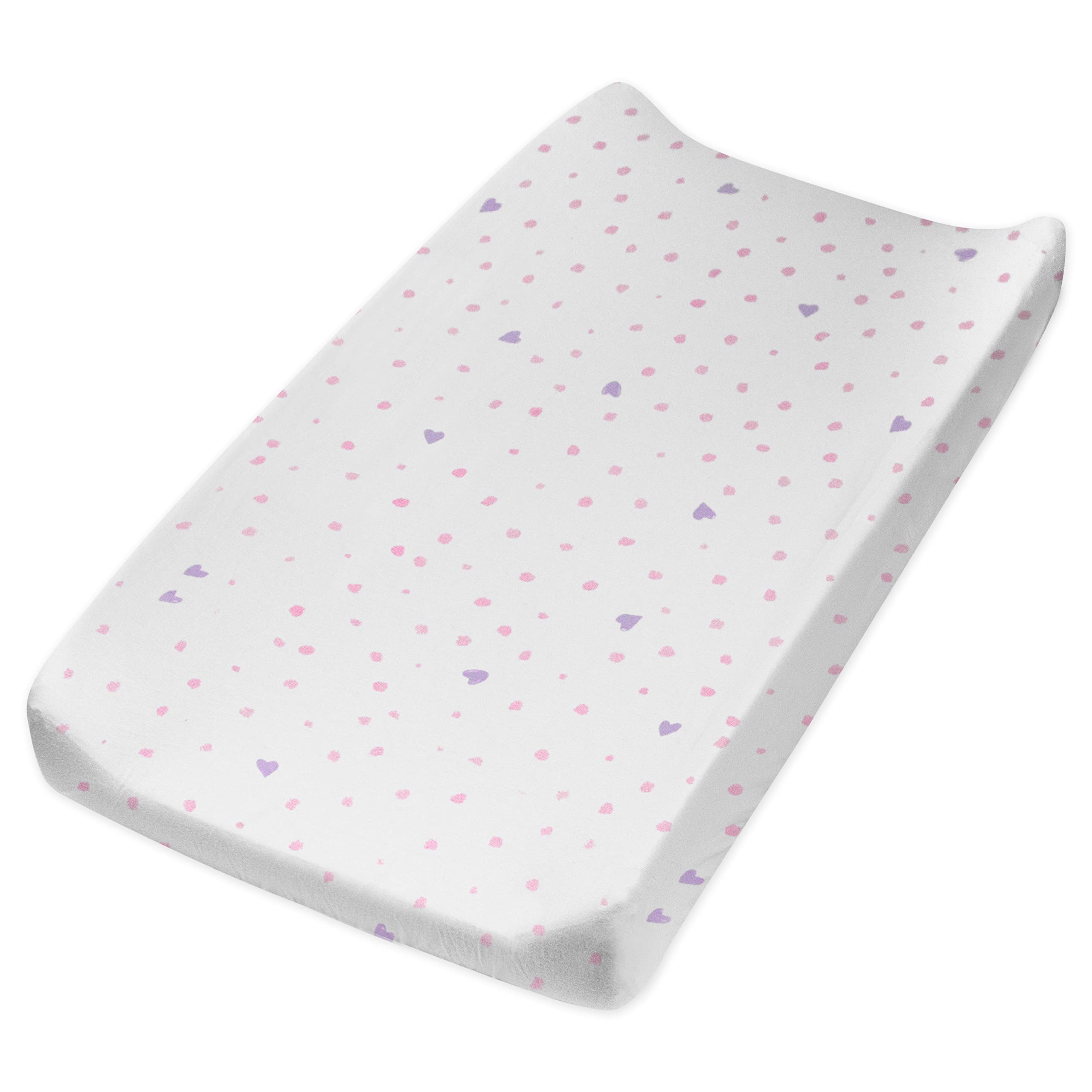 HonestBaby Organic Cotton Changing Pad Cover - Soft, Hypoallergenic, Washable for Baby Diaper Changing Station - Love Dot Design, One Size - Perfect for Nursery, Daycare & Travel