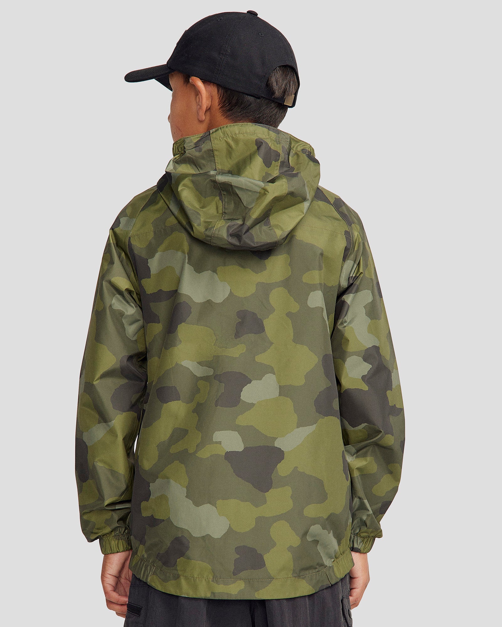 Youth 2-Layer Waterproof Rain Jacket with Light Moss Tree Camo Print - Perfect for Outdoor Hiking, Camping & School Activities