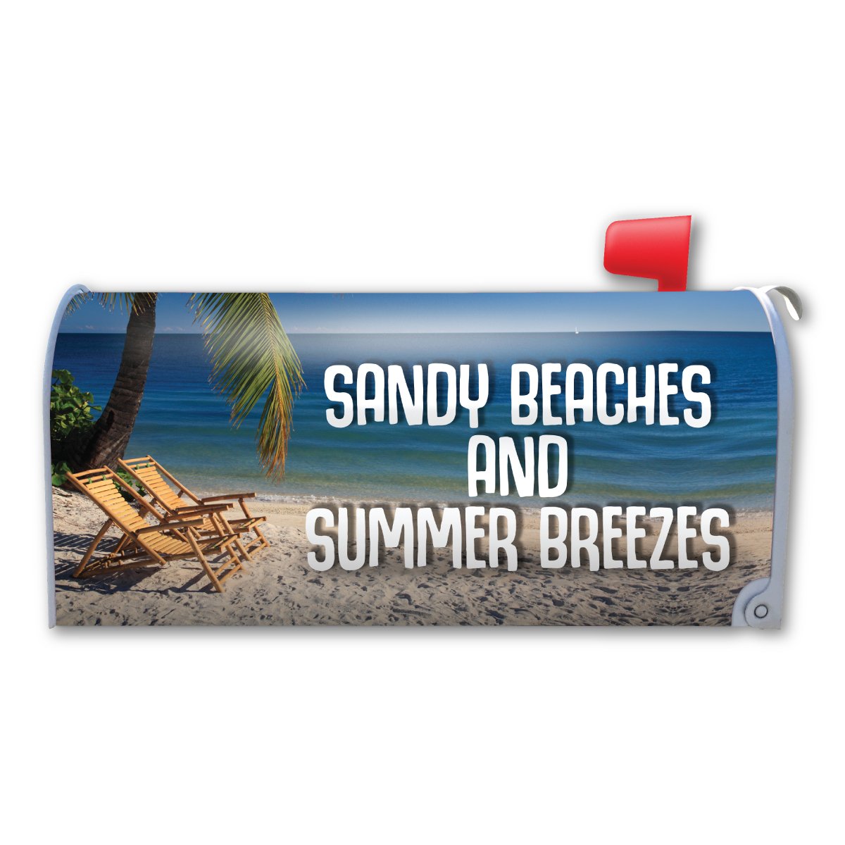 18.375 x 21 Inch Sandy Beach Themed Mailbox Cover Magnet for Metal Mailboxes - Summer Coastal Decor by Magnet America - Perfect for Beach House, Porch & Outdoor Mailbox Decoration