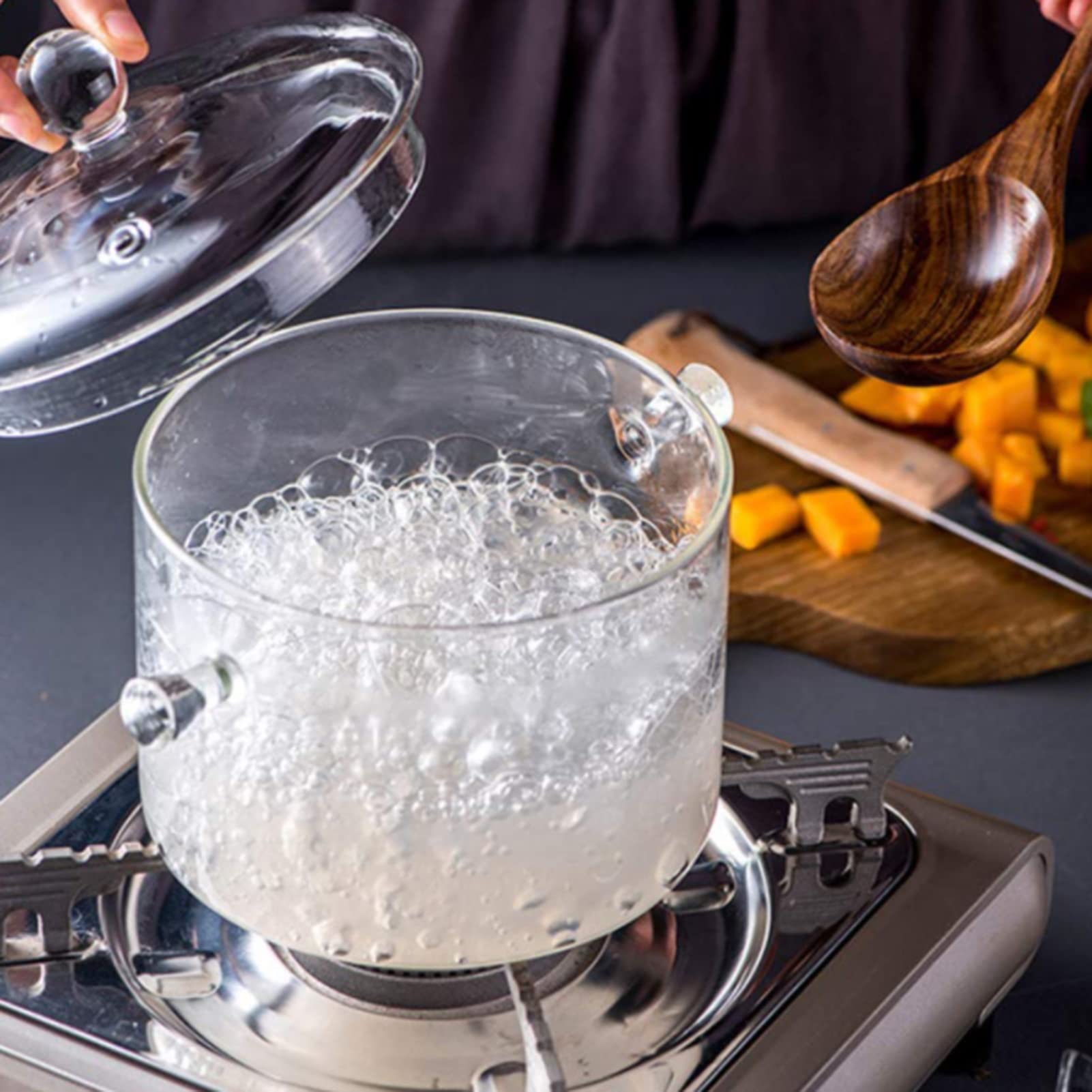 Heat-Resistant Glass Saucepan with Lid - 1500ml Clear Transparent Soup Pot for Braising, Milk Heating & Cooking - Perfect for Home Kitchen, Stovetop & Oven Use