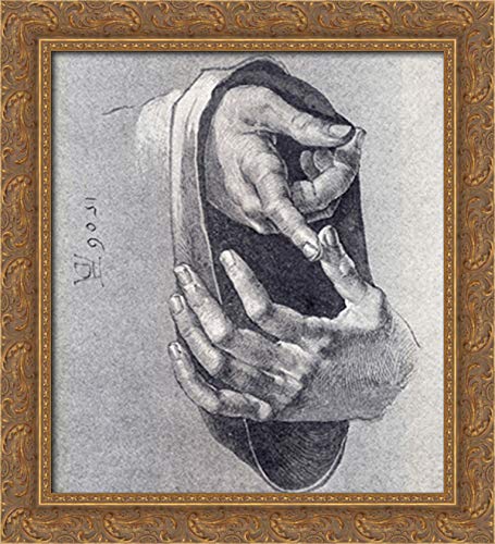 Boys Hands 20x22 Gold Ornate Wood Framed Canvas Art Print by Albrecht Durer - Renaissance Wall Decor for Living Room, Bedroom & Office