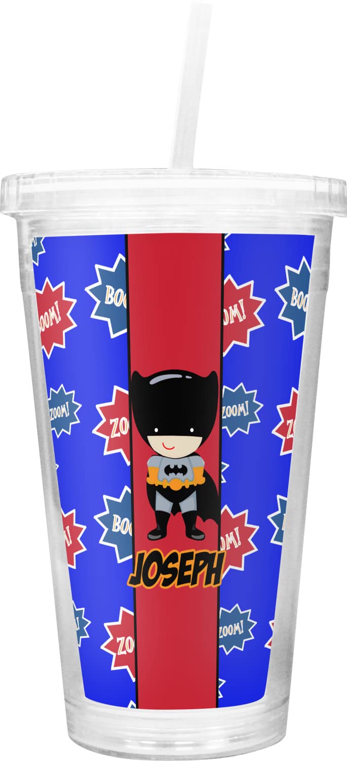Custom Superhero Double Wall Insulated Tumbler with Straw & Lid - 20oz Stainless Steel Travel Mug for Coffee, Tea, Cold Drinks - Perfect Gift for Superhero Fans, Office Use, Gym, Camping & Outdoor Activities
