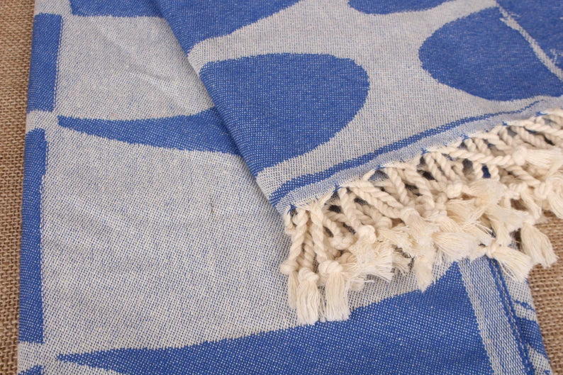 Premium Blue Turkish Beach Towel - Soft, Quick-Dry & Large 80