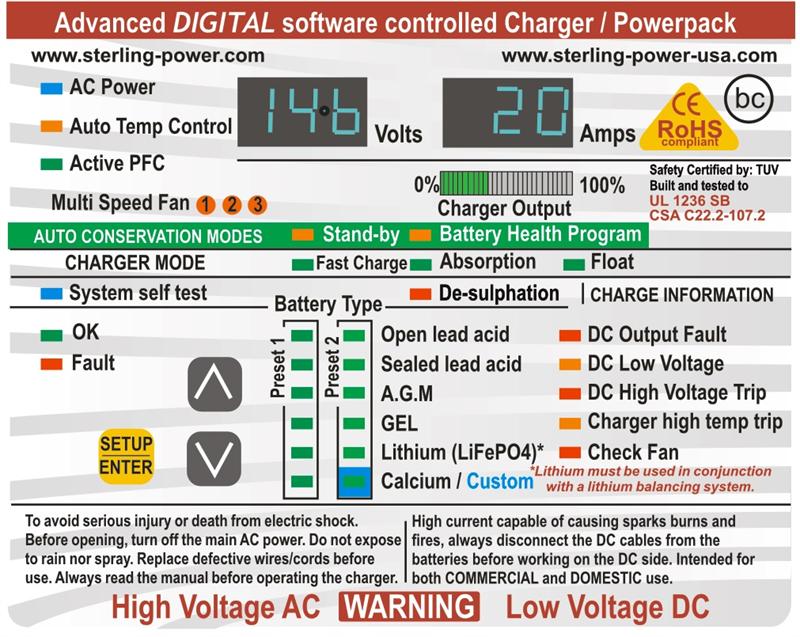 Sterling Power ProCharge Ultra 24V 30A Marine Battery Charger - Waterproof & Multi-Stage Charging for Boats, Yachts & RVs | PCU2430 | Perfect for Marine & Off-Grid Power Systems