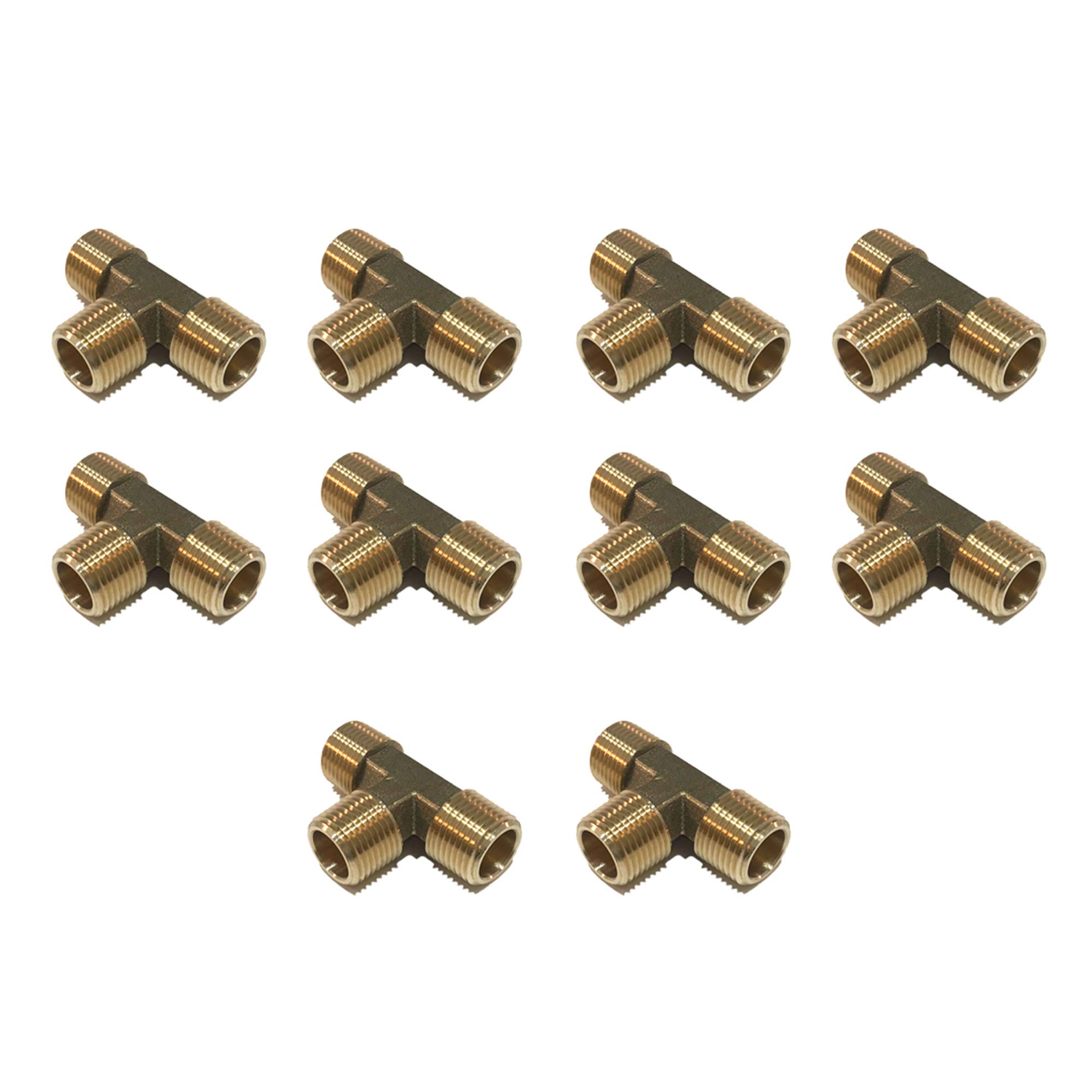 10 Pack Forged Brass Male TEE 1/2