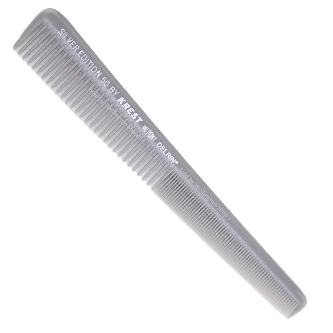 Krest Combs #50 Silver Edition - 7.5 Inch Heat Resistant Tapered Hair Combs (12-Pack) for Styling, Cutting & Salon Professional Use