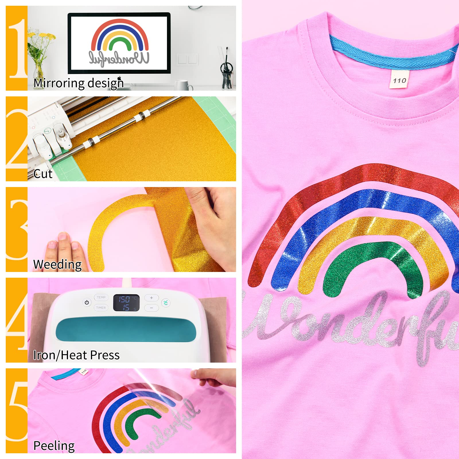 VinylRus Glitter Heat Transfer Vinyl Rolls - 10