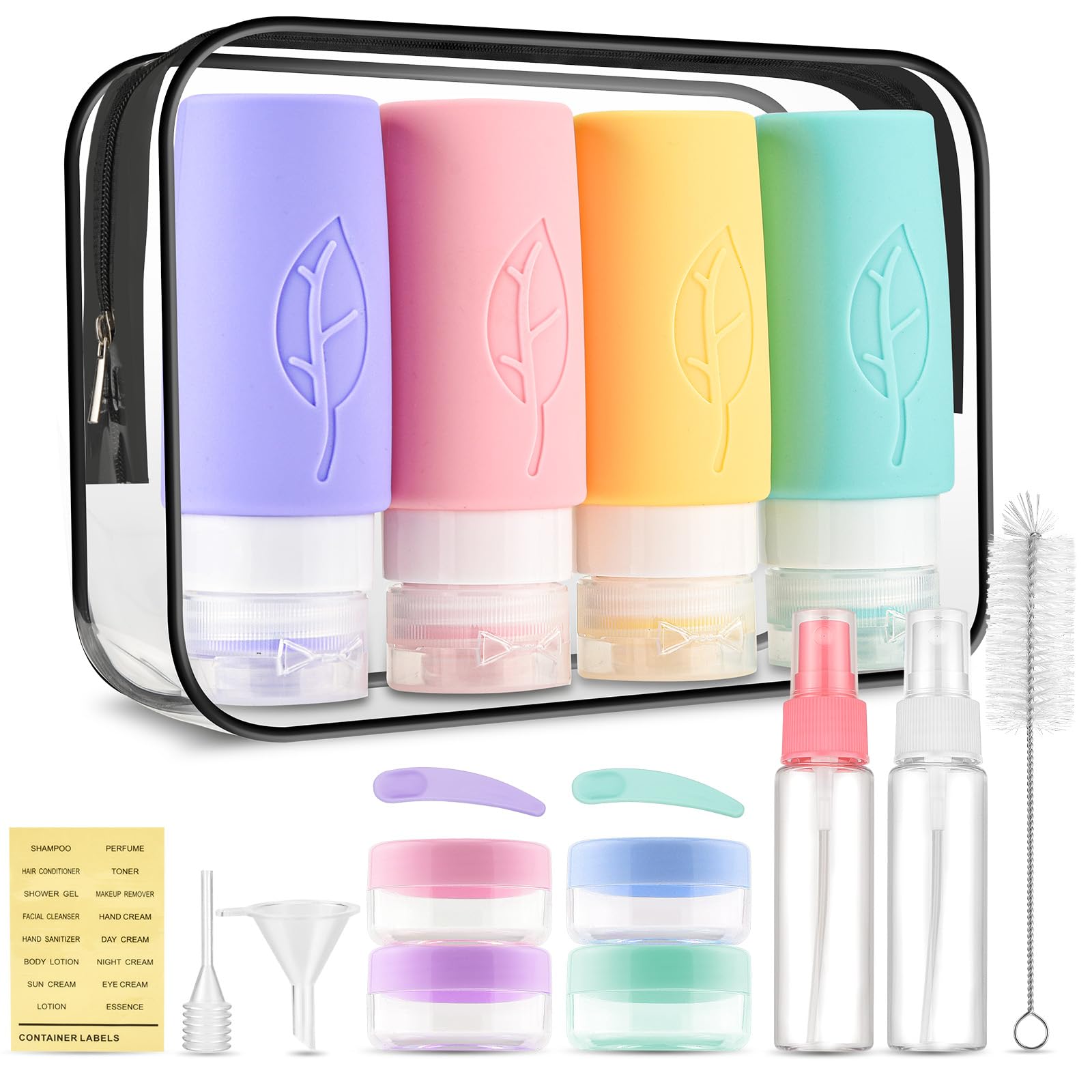 3oz Travel Bottles for Toiletries - TSA Approved Leak-Proof Silicone Squeeze Containers | Gym, Business & Personal Essentials | BPA-Free | Perfect for Air Travel, Camping & Daily Use