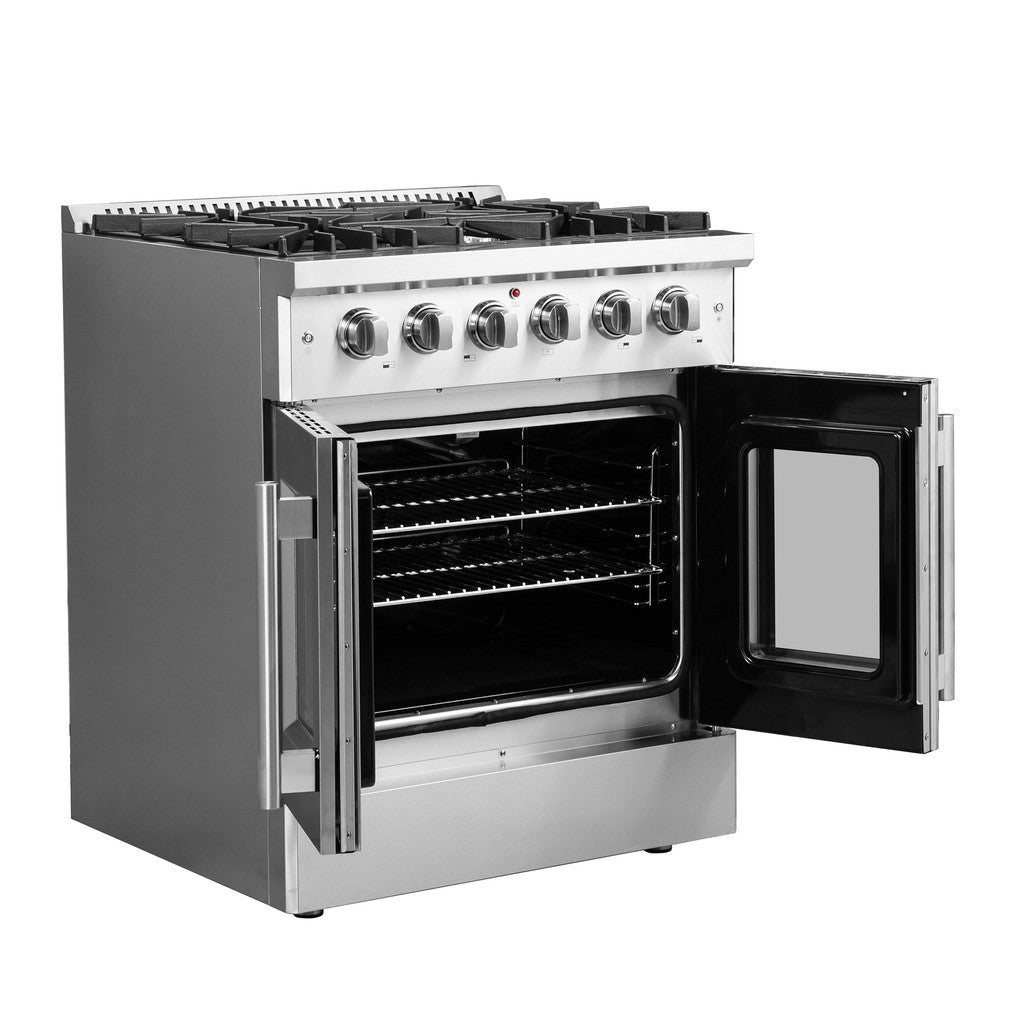 Forno Galiano 30-inch 4.32 cu ft Freestanding Gas Range with French Doors - Stainless Steel (FFSGS6444 30) - Perfect for Modern Kitchens & Professional Cooking