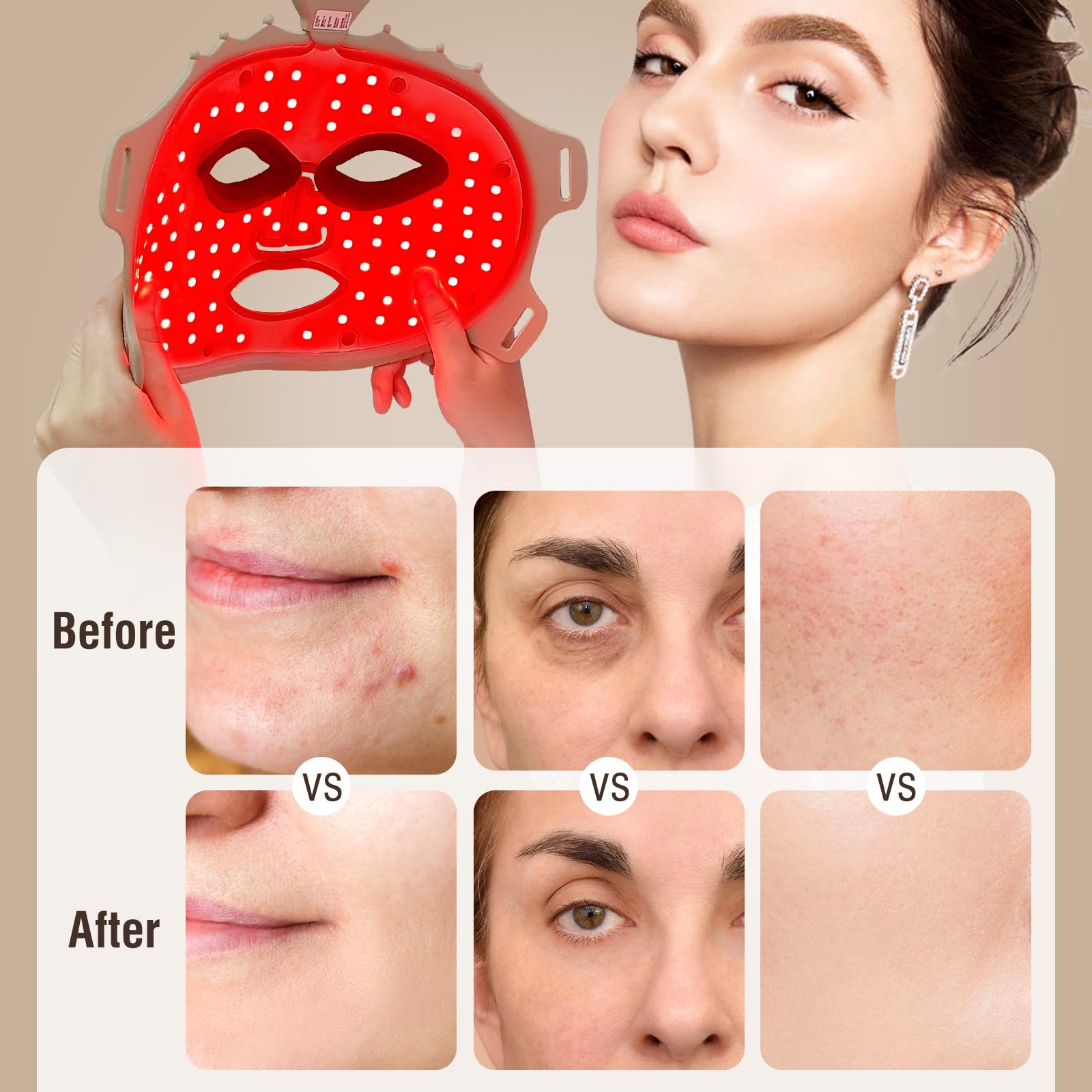 7 Color LED Face Mask Light Therapy - Red Light Therapy Mask for Anti-Aging & Wrinkle Reduction | Silicone Skin Care Mask with Eye Protection Cushion | Perfect for At-Home Facial Treatments & Spa Days