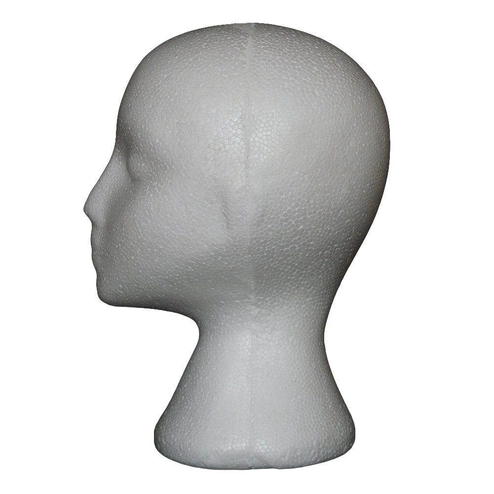 Styrofoam Mannequin Head for Wigs, Hats, Glasses & Headphones - Female Foam Display Stand (White, 1 Piece) - Perfect for Wig Styling, Hat Display, Salon Decor & Photography Props