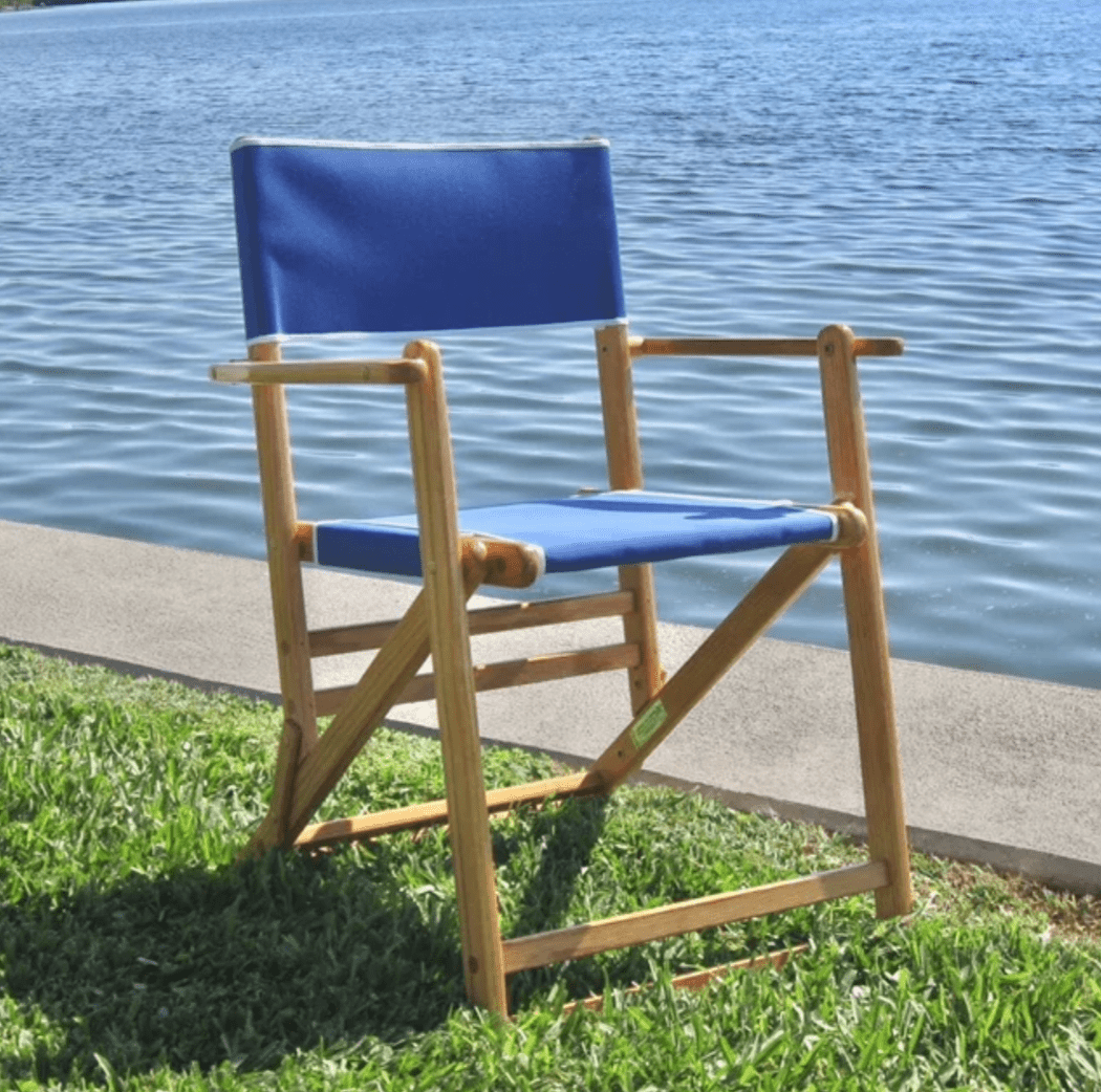 Premium Folding Beach Chair with Adjustable Backrest - Portable Director Chair for Outdoor, Patio, Poolside & Seaside Relaxation - Perfect for Sunbathing, Lounging & Beach Parties