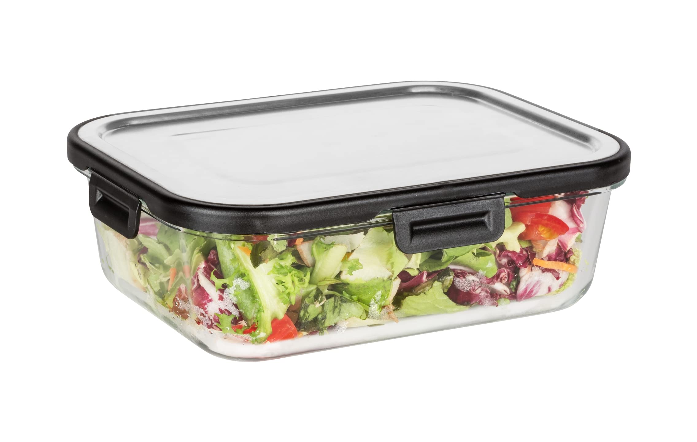 WENKO 1.5L Airtight Glass Food Storage Container with Stainless Steel Lid - Dishwasher Safe, Stackable & Leak-Proof (23 x 7.5 x 17 cm) - Perfect for Meal Prep, Leftovers & Pantry Organization