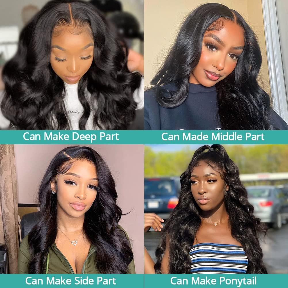 5x5 HD Lace Closure Wigs Human Hair - Body Wave Lace Front Wigs for Black Women - Glueless Pre Plucked Pre Cut 180 Density Transparent Lace Wig - Perfect for Daily Wear, Parties & Special Occasions