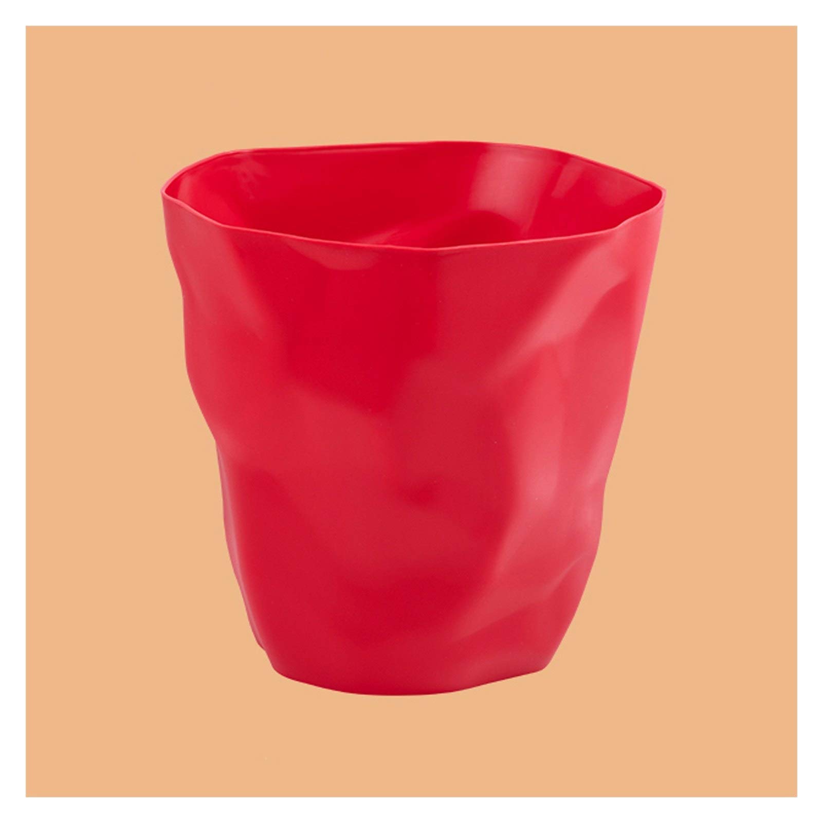 Foldable Plastic Trash Can for Living Room, Bedroom, Bathroom & Kitchen - Creative Household Wastebasket with Simple Design - Indoor Garbage Bin (Red, Small Size) - Perfect for Home, Office & Dorm Organization