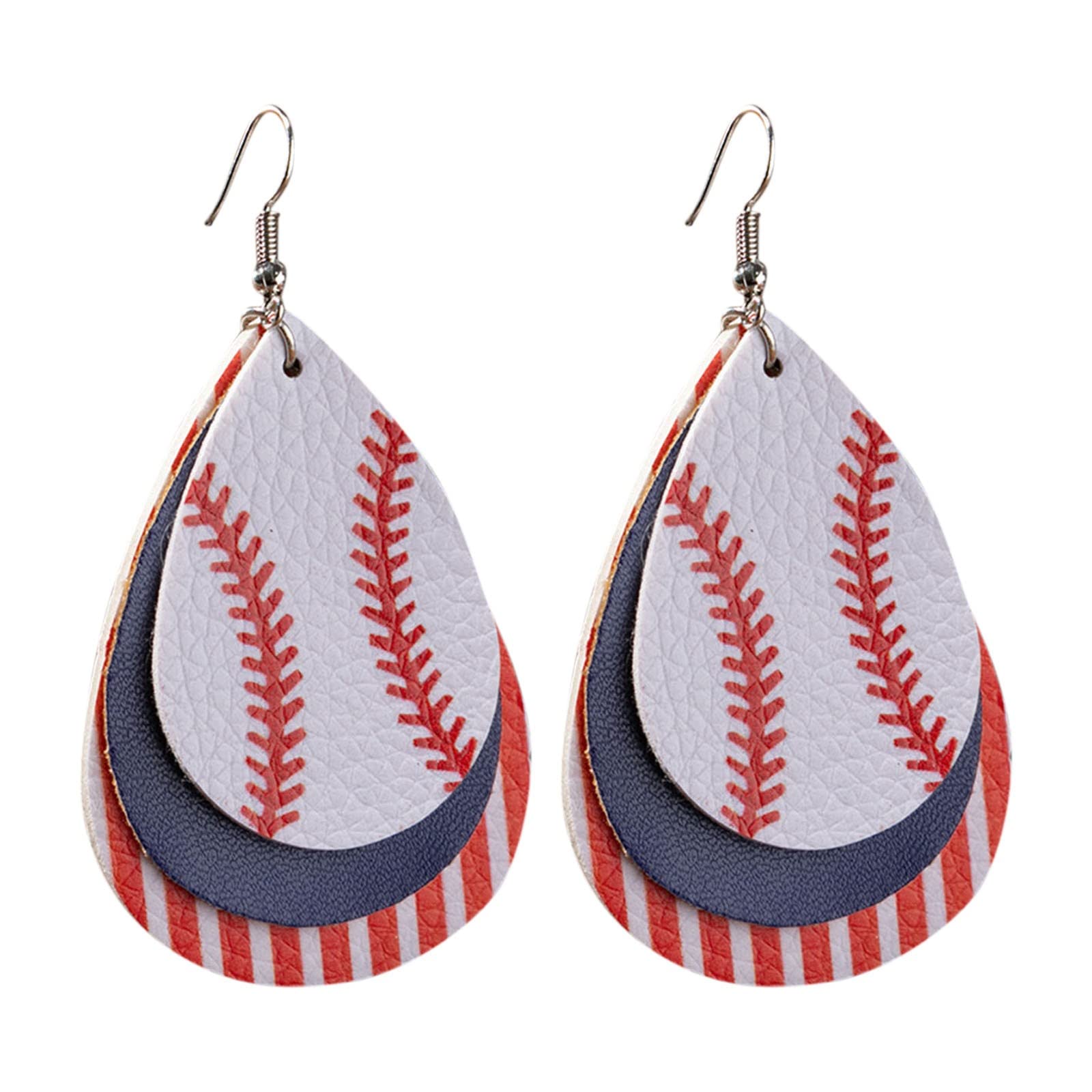 Stylish Spring Faux Leather Teardrop Earrings for Women - Trendy Flag Design Fringe Drop Dangle Jewelry Set | Perfect for Casual Wear, Parties & Boho Fashion Accessories