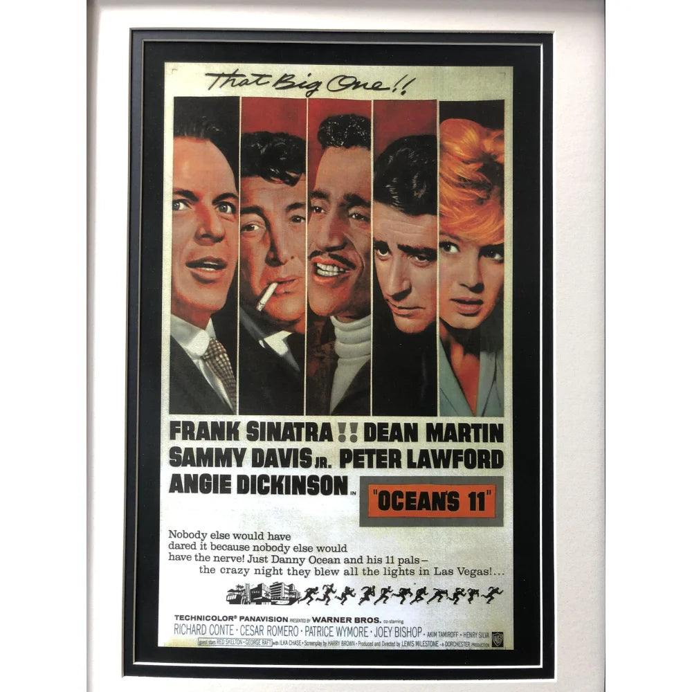 Frank Sinatra Oceans 11 Framed Collage with Facsimile Autographs - Rat Pack Memorabilia Featuring Sinatra, Martin & Davis - Wall Art for Movie Fans & Home Decor