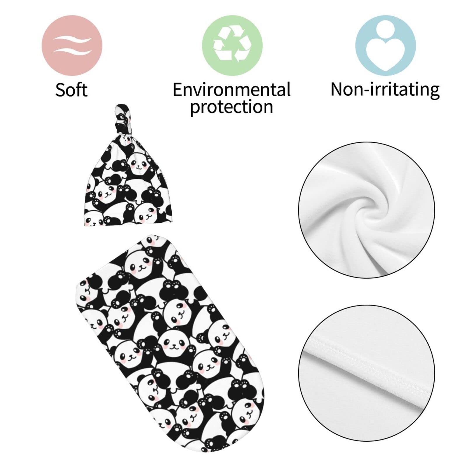 Soft Panda Baby Swaddle Blankets & Beanie Hat Set - Cute Newborn Wrap Blankets for Infant Boys & Girls - Perfect Baby Shower Gift & Cozy Nursery Essential