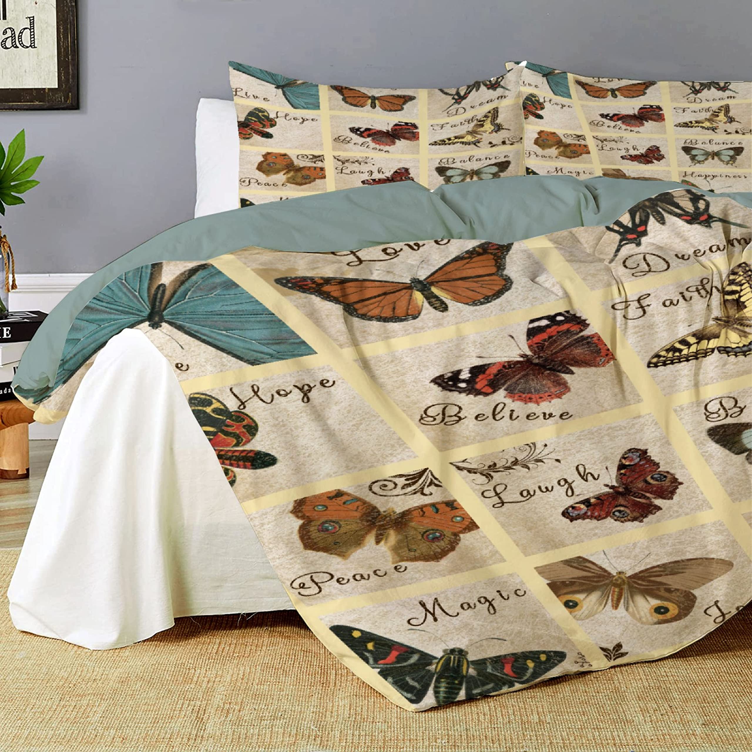Vajrapani Retro Butterfly Collage Bedding Set Full Size 80