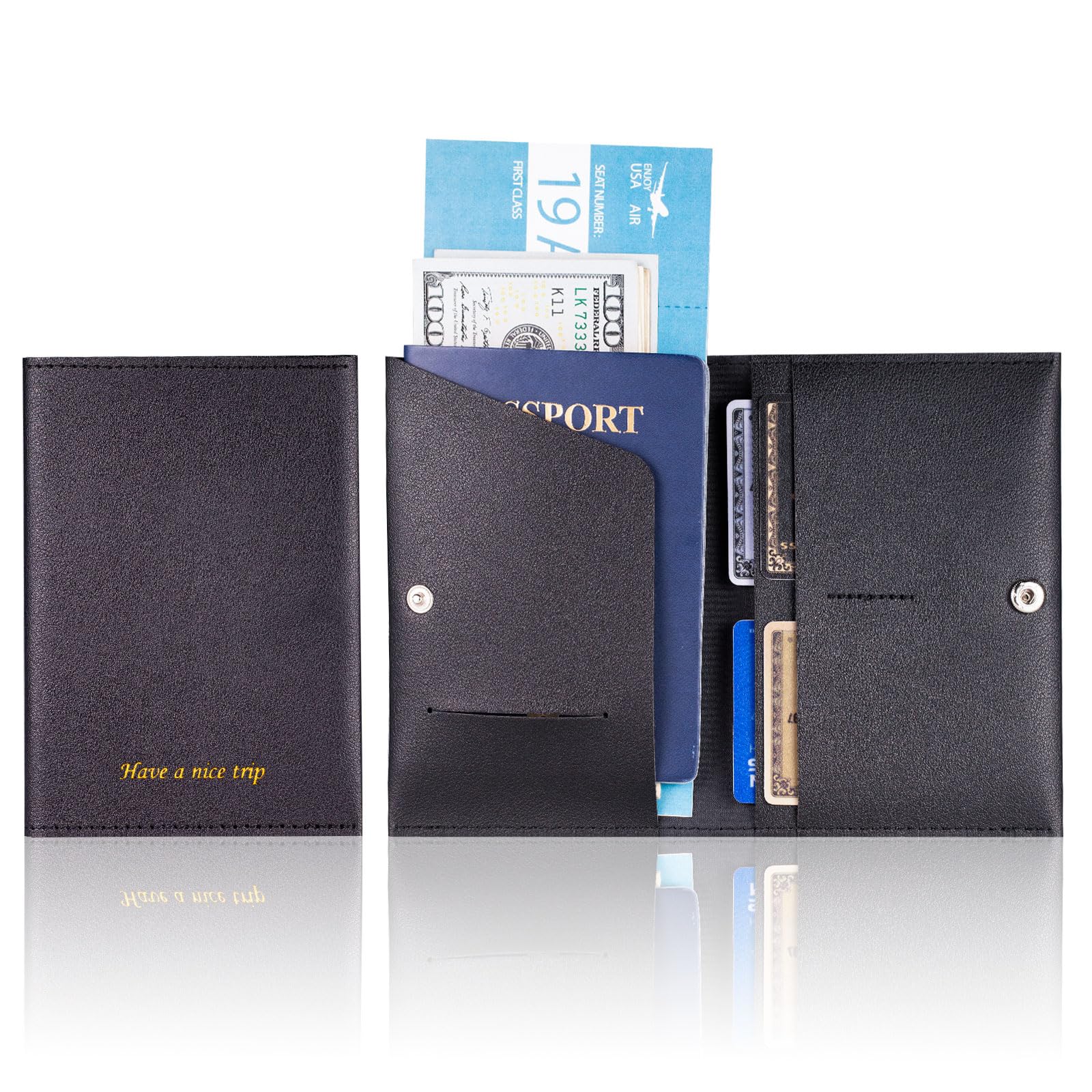 Premium RFID Blocking Passport Holder for Women & Men - Travel Wallet Cover with Multiple Card Slots - Ideal for Family Vacations & Business Trips (Brown & Black)