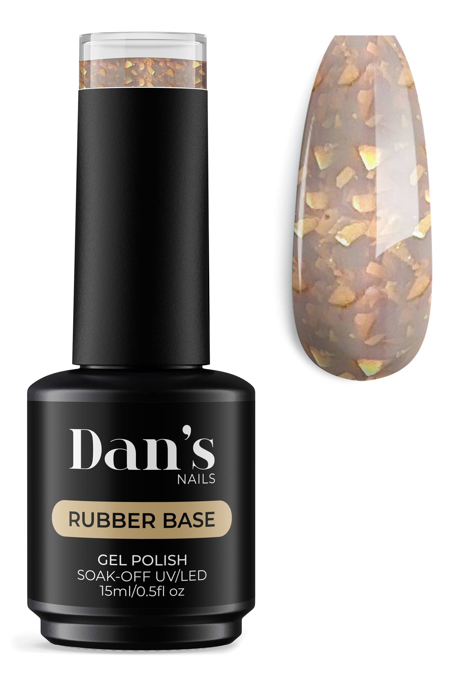 Dan's Nails Professional Rubber Base Gel Coat Set - Soak Off UV/LED Lamp Nail Manicure Kit with Mocha Flakes | At-Home & Salon Nail Art Enhancement for Strong, Long-Lasting Manicures