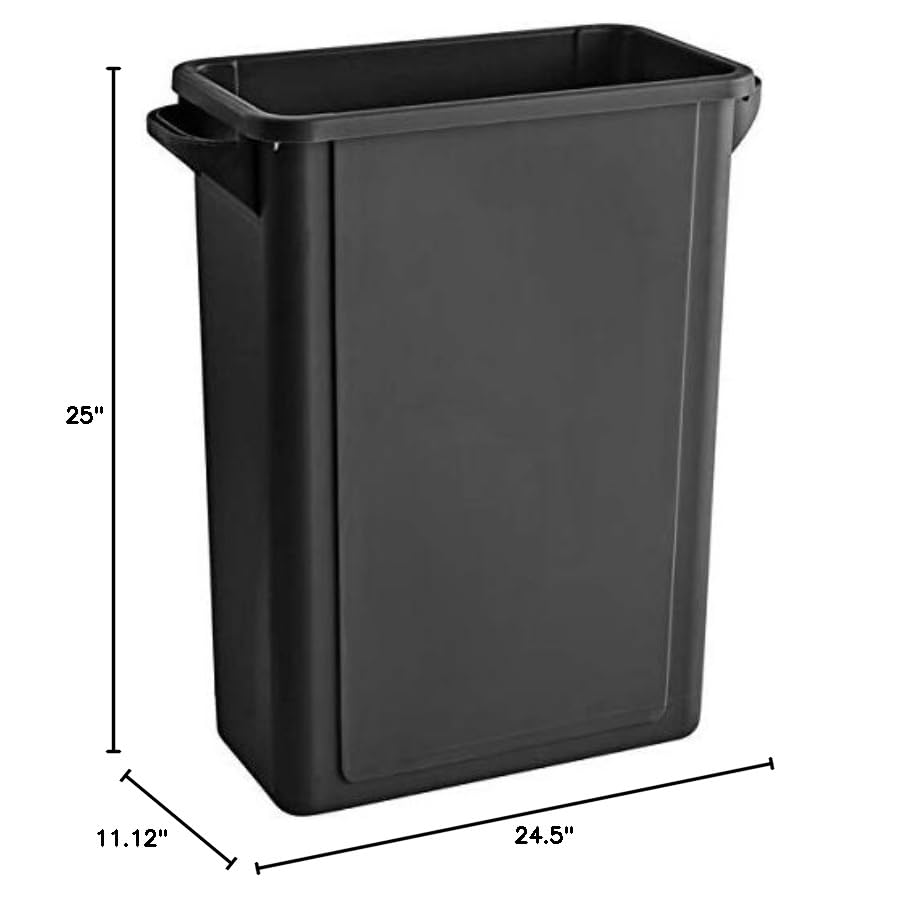 PRO&Family 64 Qt (16 Gallon/60L) Slim Black Rectangular Trash Can with Dome Swing Lid - Odor-Proof Kitchen Garbage Bin, Office Waste Basket, Touchless Recycling Bin for Home, Restaurant & Commercial Use