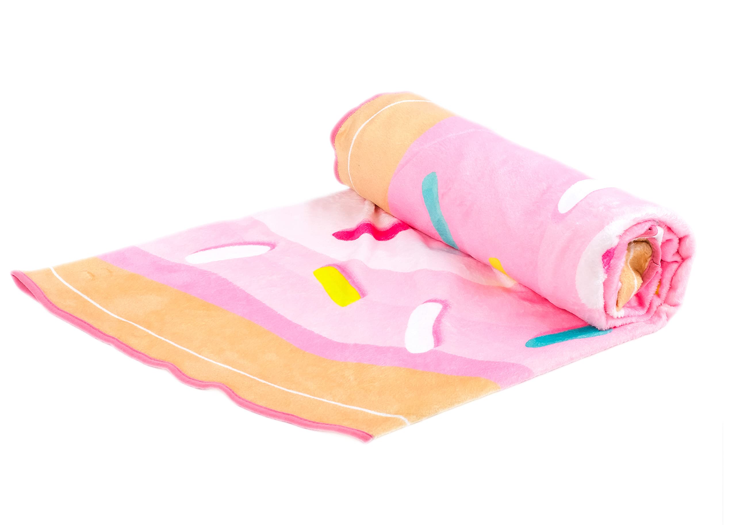 Longrich 3D Realistic Donut Print Blanket - Soft Flannel Throw Blanket for Bed, Couch & Sofa - 71x90 Inches Pink Party Sprinkle Design - Perfect for Home Decor, Gifts & Cozy Nights