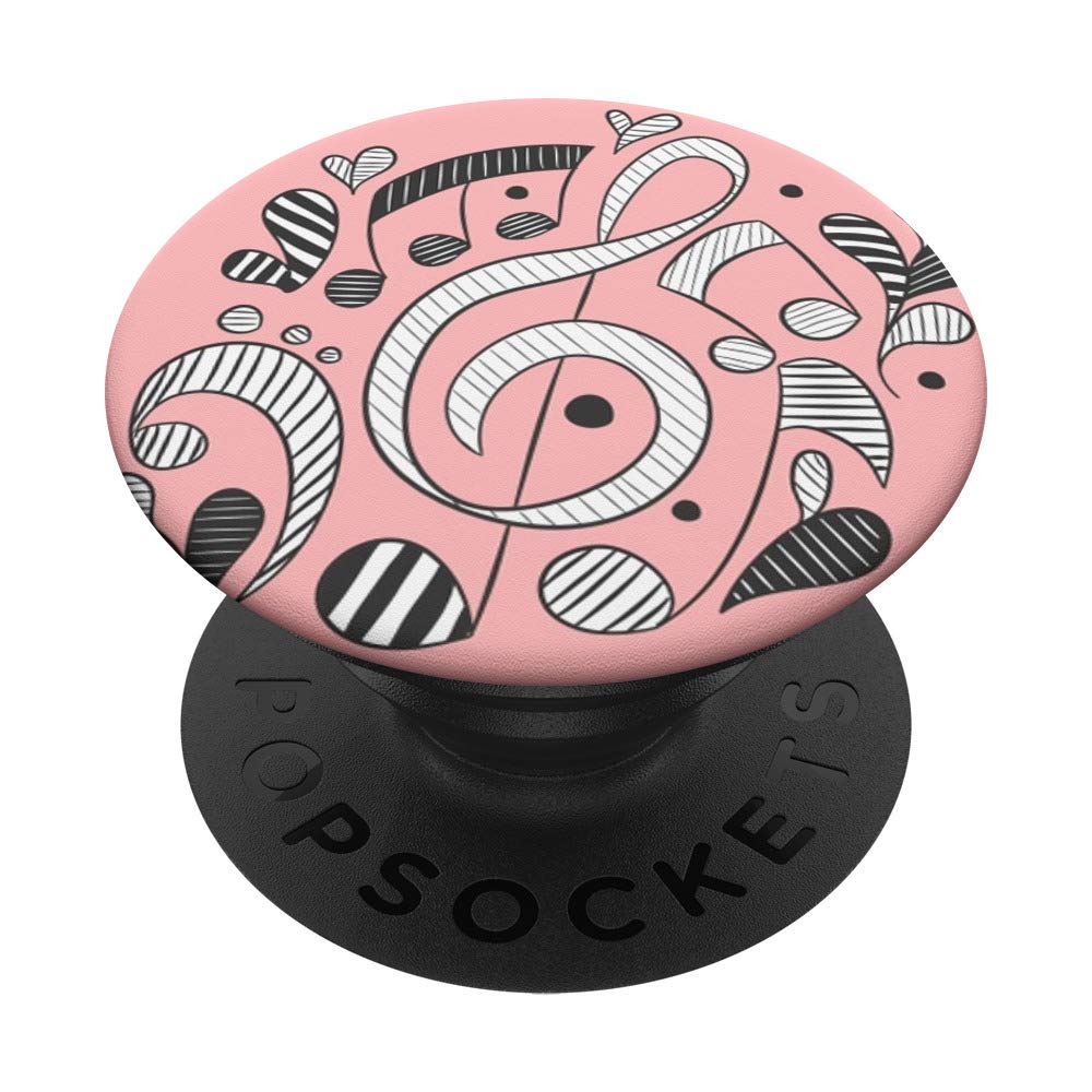 Hand-Drawn Music Notes & Hearts Design on Pink Background - Perfect for Music Lovers, Classroom Decor, and Creative Projects