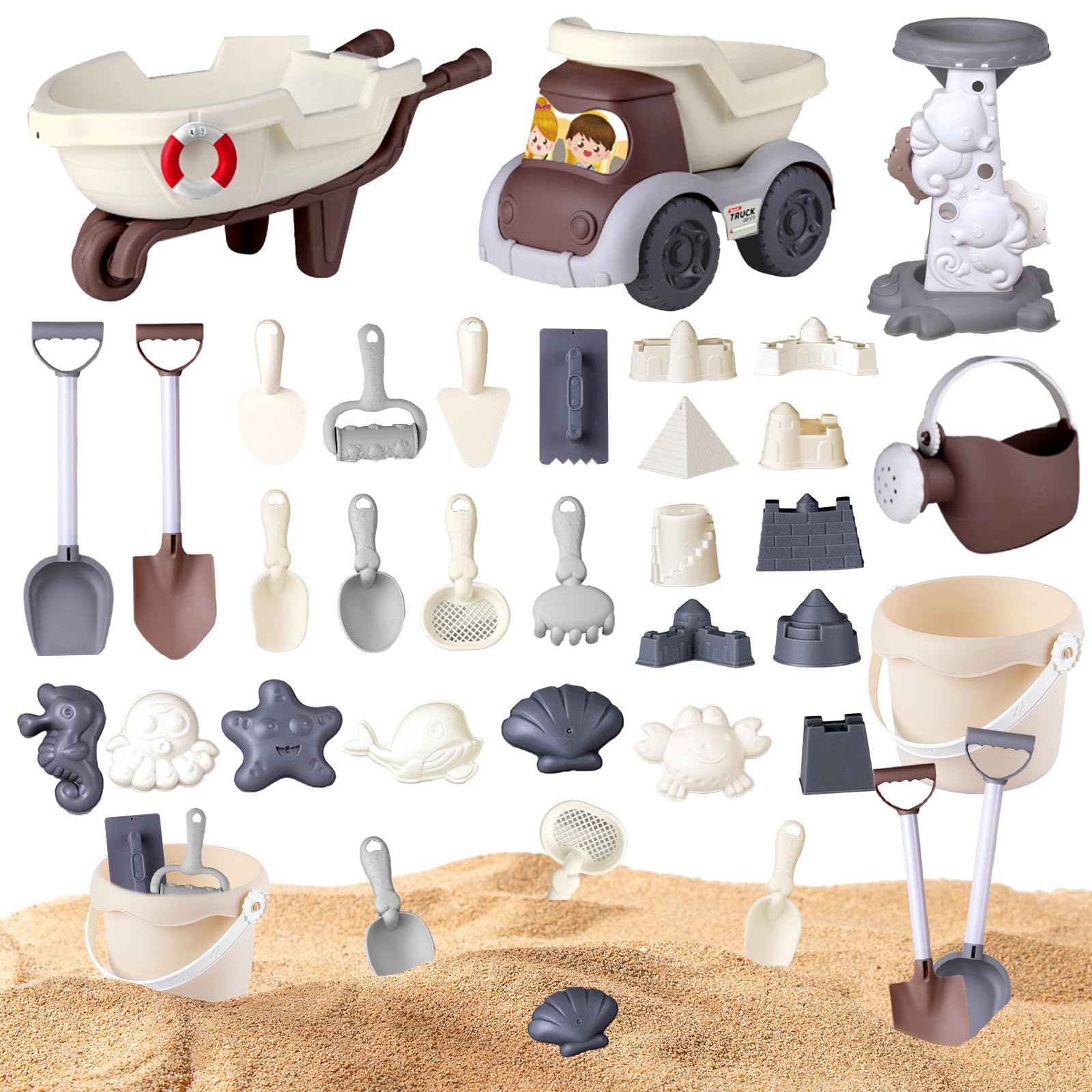 **DAZZTIME 30-Piece Kids Beach Sand Castle Toy Set - Shovels, Buckets & Molds for Boys & Girls Ages 1+ - Perfect for Beach, Sandbox & Outdoor Play**