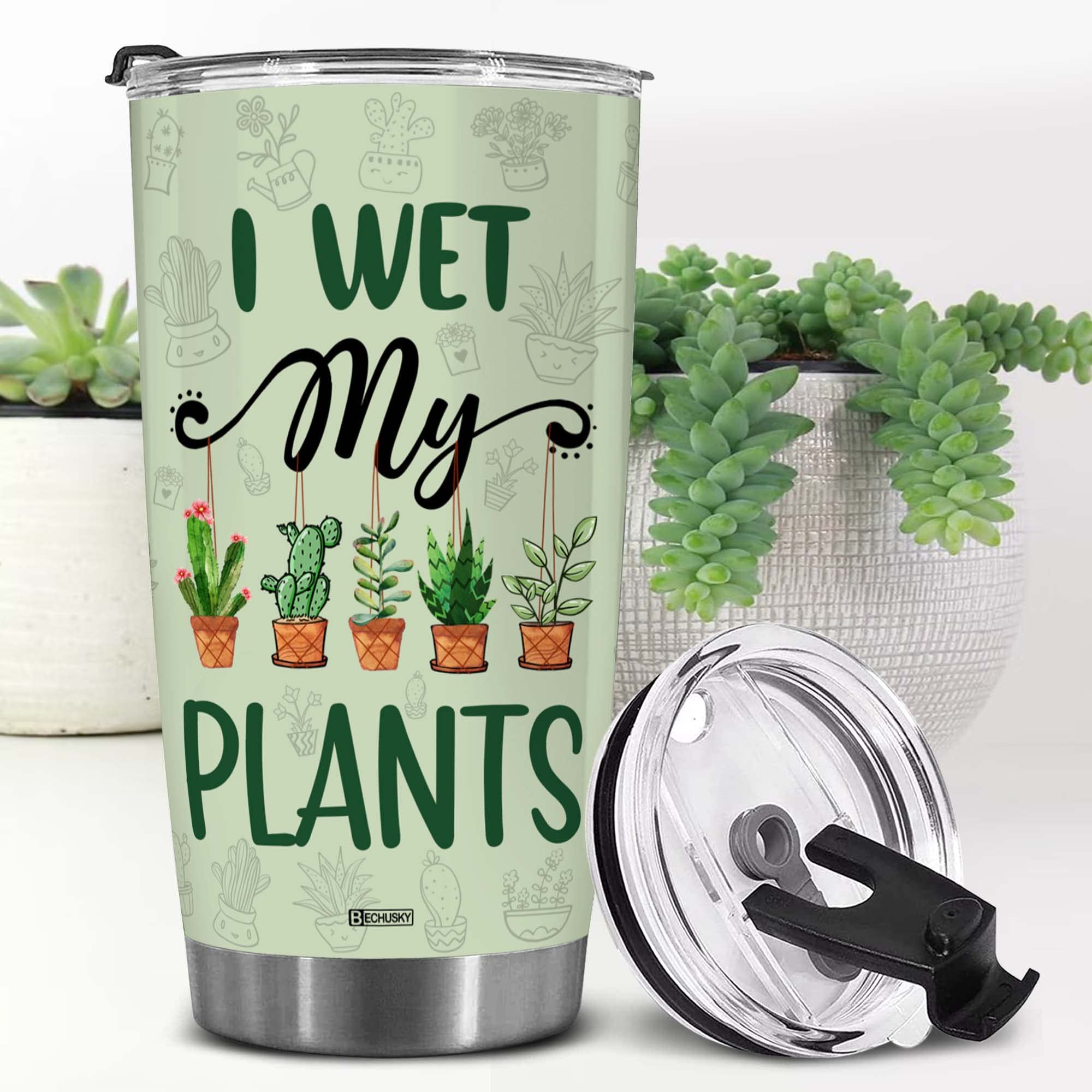 BECHUSKY 20OZ Plant Lover Tumbler - Insulated Coffee Cup for Women, Perfect Plant Mom Gift for Mother's Day, Gardening Enthusiasts & Plant Lovers (Great for Home, Office & Outdoor Use)