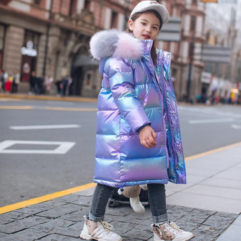 2023 Winter Down Jacket for Girls - Waterproof Shiny Hooded Coat for Kids 5-14 Years | Warm Outerwear Parka Snowsuit for Cold Weather & Outdoor Activities