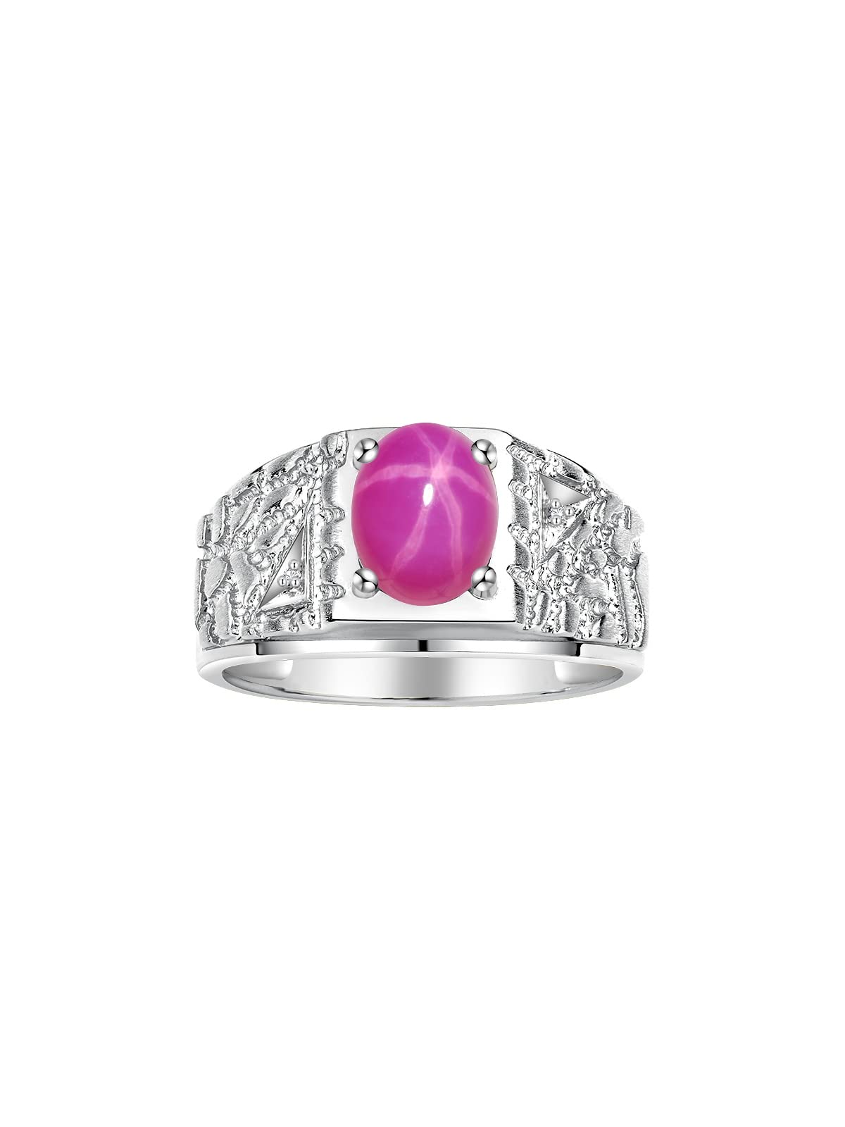 Rylos Men's Designer Nugget Ring: 9X7MM Oval Gemstone & Sparkling Diamonds Birthstone Ring for Men - Sterling Silver Sizes 8-13 | Perfect for Weddings, Anniversaries & Gifts
