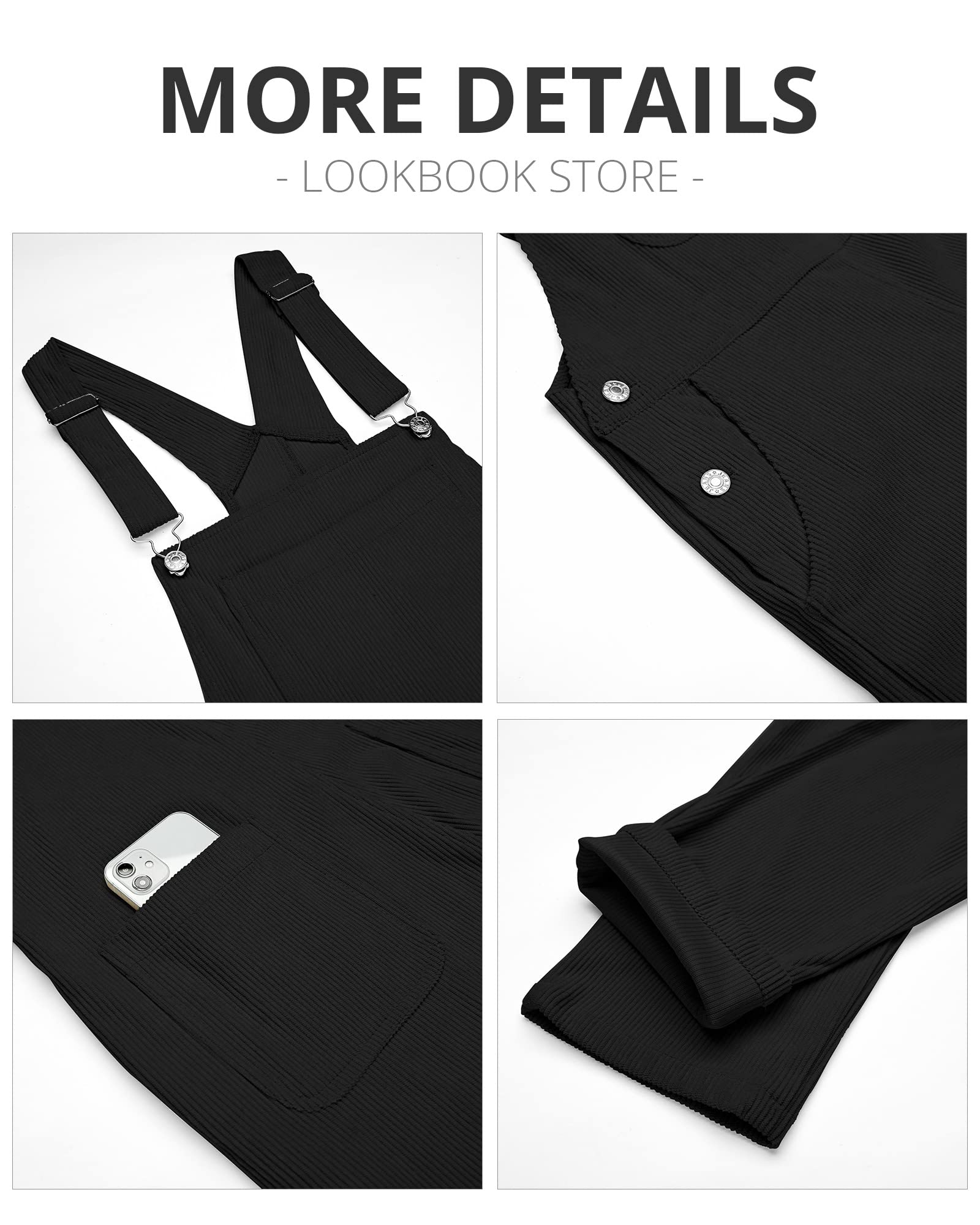 LookbookStore Women's Corduroy Overalls - Adjustable Straps Fashion Jumpsuit with Pockets | Casual Outfit for Fall, Workwear & Street Style