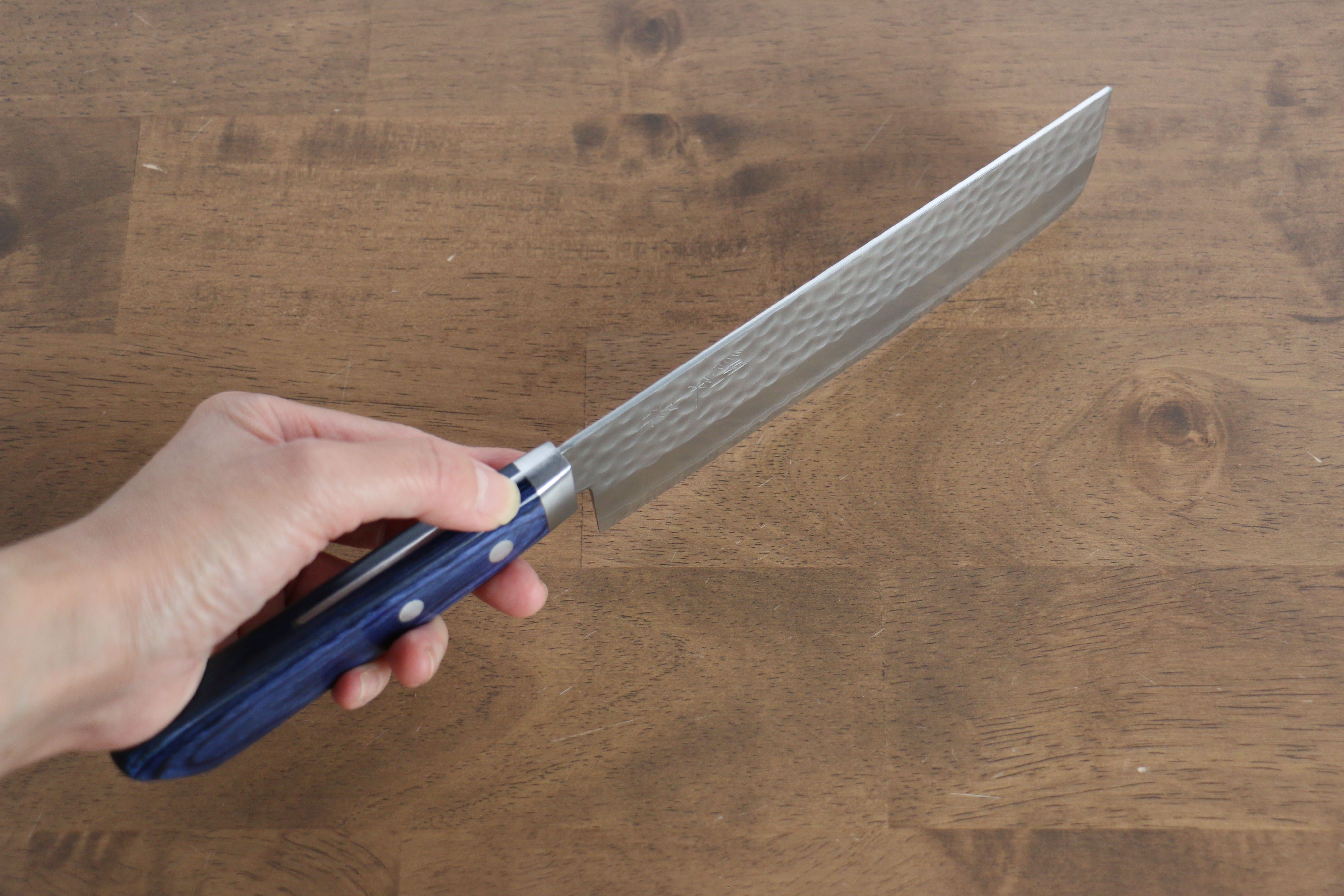 Premium Kunihira Kokuryu VG10 Hammered Usuba Knife 165mm - Japanese Blue Pakka Wood Handle - Professional Chef Knife for Sushi, Vegetables & Precision Cutting