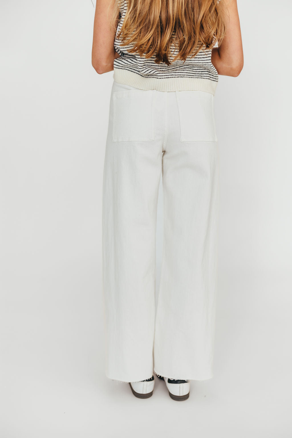 Corin Straight Wide Leg Denim Pants for Women - High Waisted Cream Jeans, Comfortable Stretch Denim Trousers | Perfect for Casual Outfits, Office Wear & Weekend Brunch